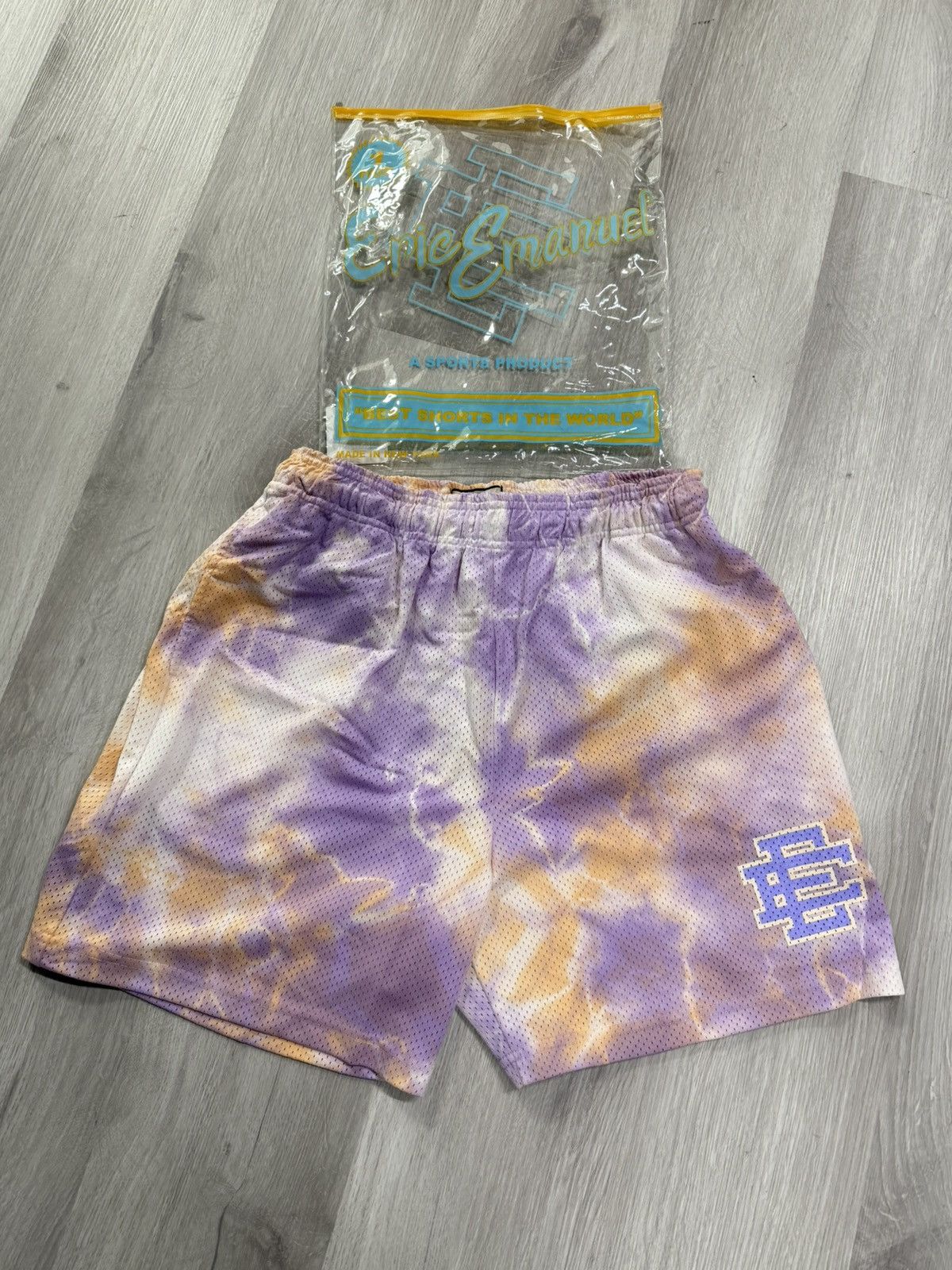 Eric Emanuel Eric Emanuel Tie-Dye Mesh Shorts – Purple/Yellow (XL) Size US 38 / EU 54 - 1 Thumbnail