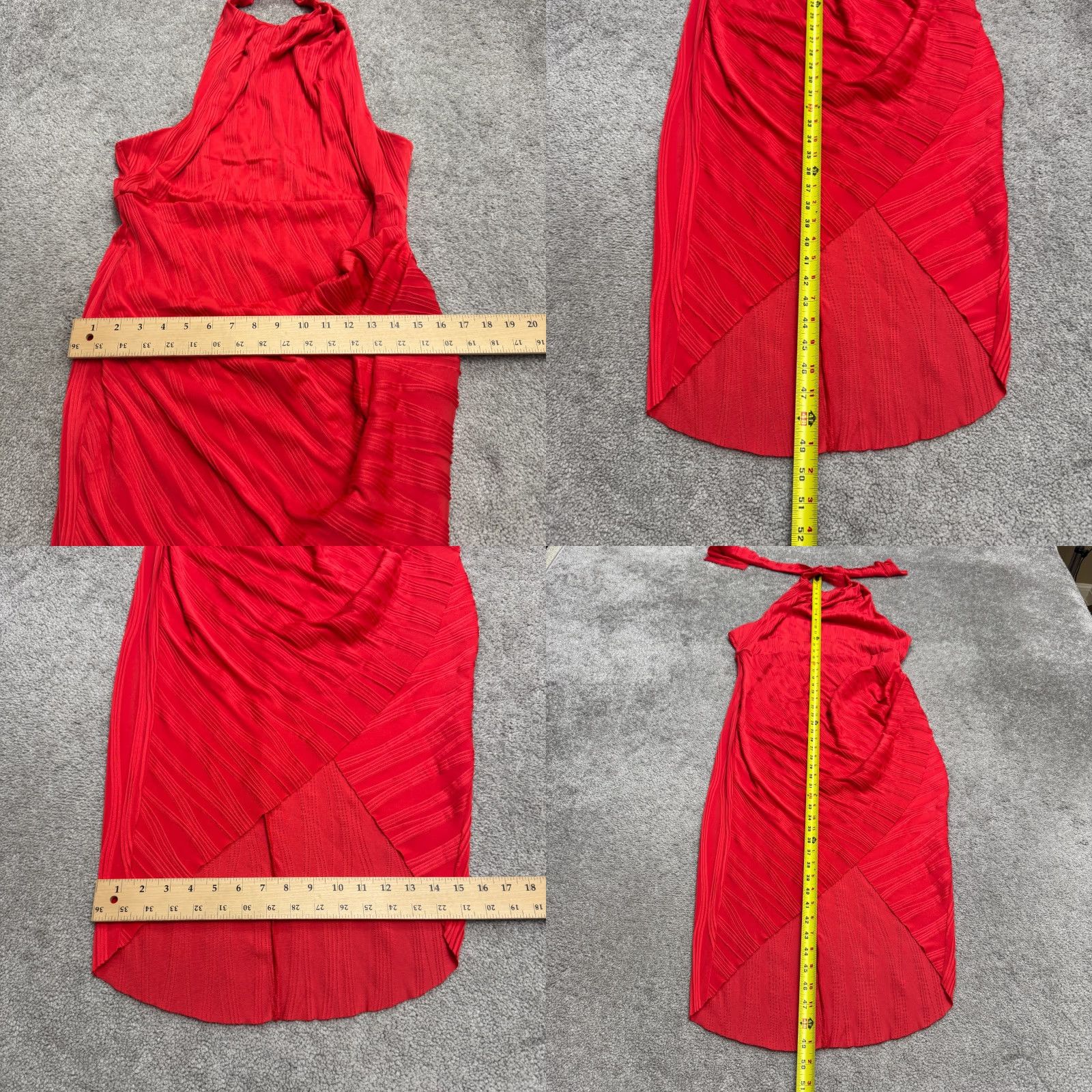 Asos ASOS Dress Women 12 Red Halter Sleeveless Backless Party Hi-Low Asymmetrical Hem Ruched Sheath Vintage No Size XL / US 12-14 / IT 48-50 - 8 Thumbnail