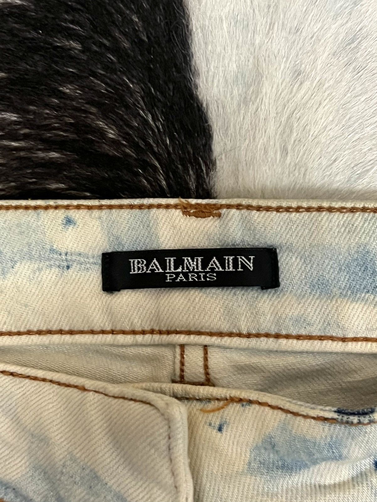 Balmain Balmain by Decarnin SS11 Tie-Dye Runway Biker Denim Jeans Size US 30 / EU 46 - 9 Thumbnail