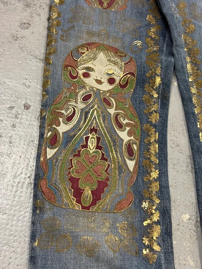 Just Cavalli SS2005 Cavalli Blue Embroidered Distressed Denim Jeans Size 26" / US 2 / IT 38 - 8 Thumbnail