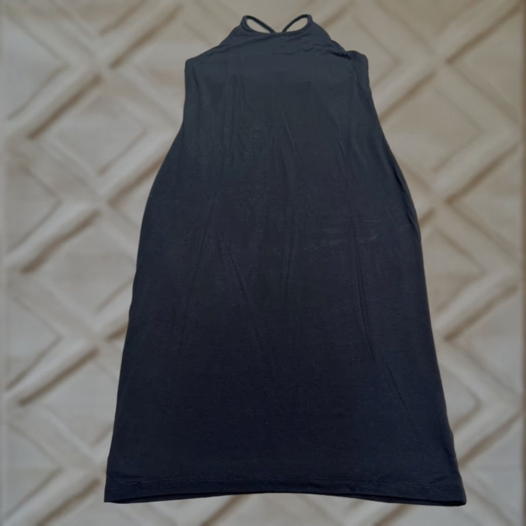 VINTAGE Athleta Maxi Dress Women's Petite Black Casual Summer Sleeveless  Knitted Size PM