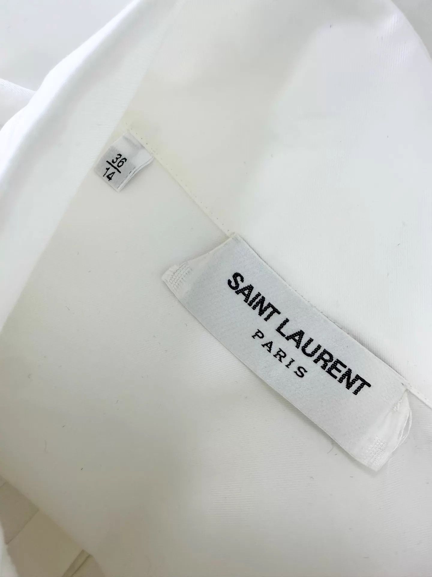 Saint Laurent Paris SLP 24ss White Pleated Stand Collar Dress Shirt 36 Size US XXS / EU 40 - 5 Thumbnail