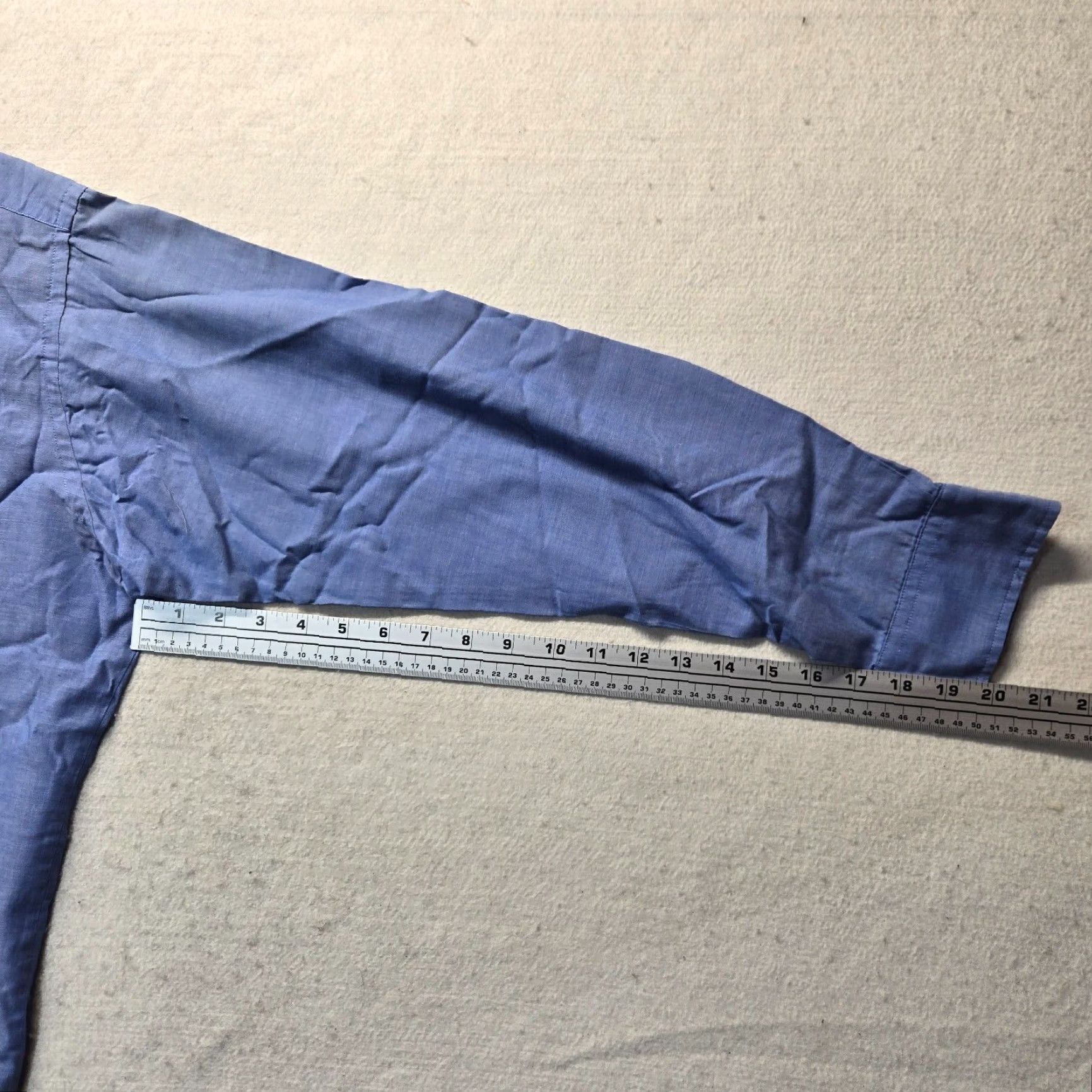 Vintage Ketch Dress Shirt Ketch Slate Blue Shirt Long Sleeve Button Up Adult Men's 16.5 34/35 Blue Solid 31 in 16.5 Col Size 42R - 5 Thumbnail