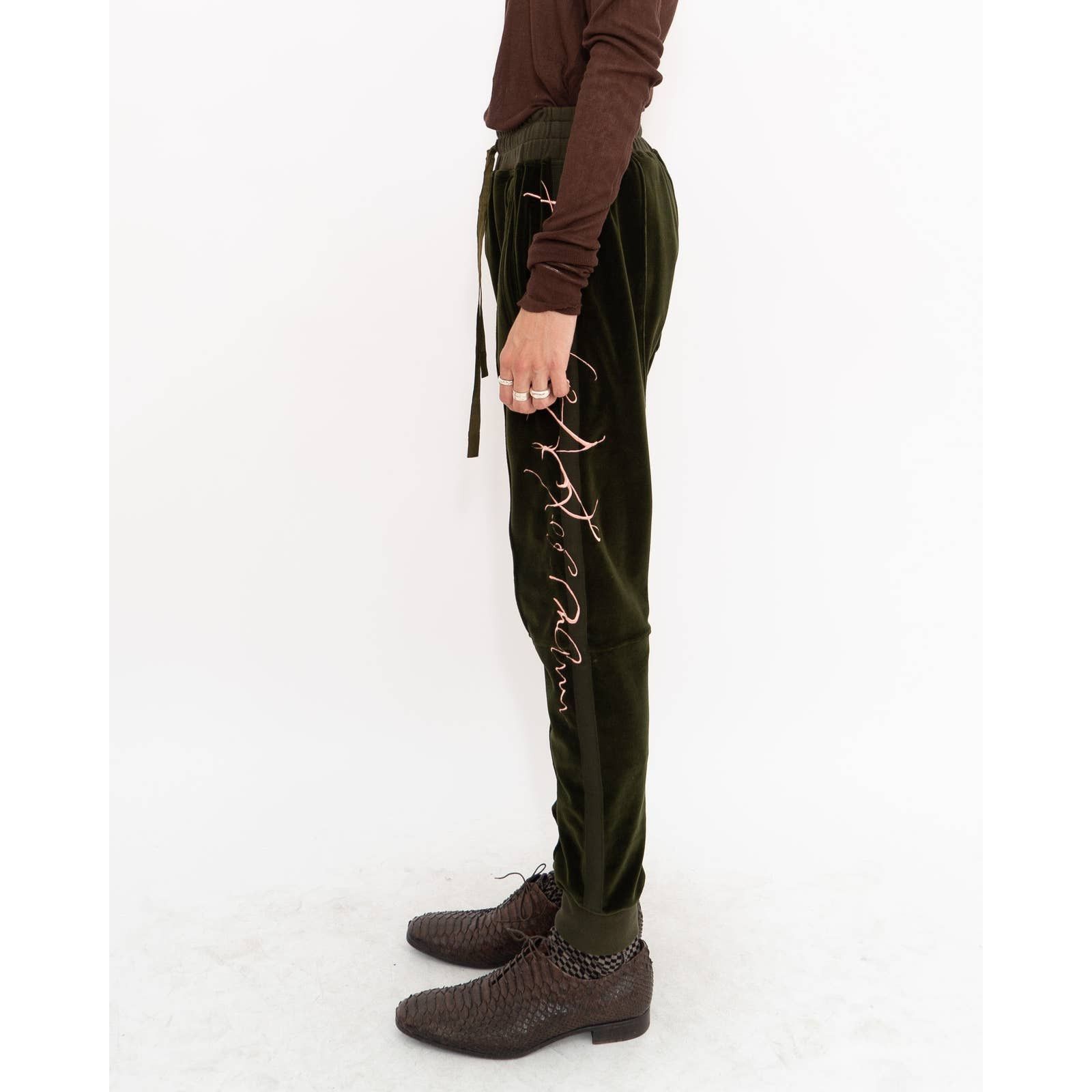Haider Ackermann FW20 Green Velvet Embroidered Jogger Size US 30 / EU 46 - 3 Thumbnail