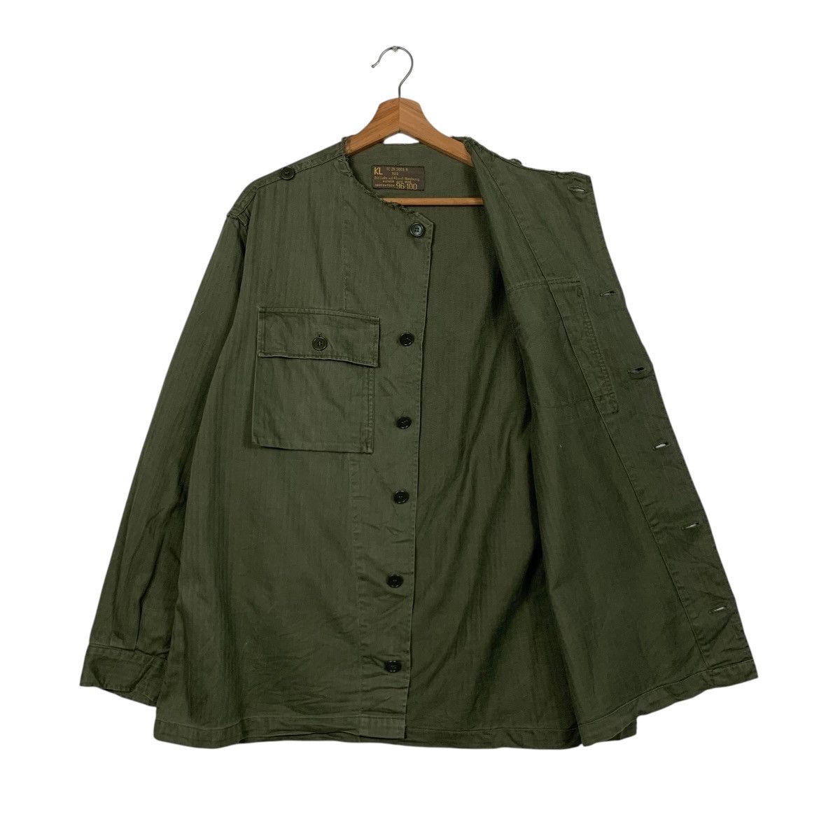 Vintage 74’ Dutch Army HBT Fatigue Jacket Cutoff Collar #1668-C74 Size US L / EU 52-54 / 3 - 9 Thumbnail