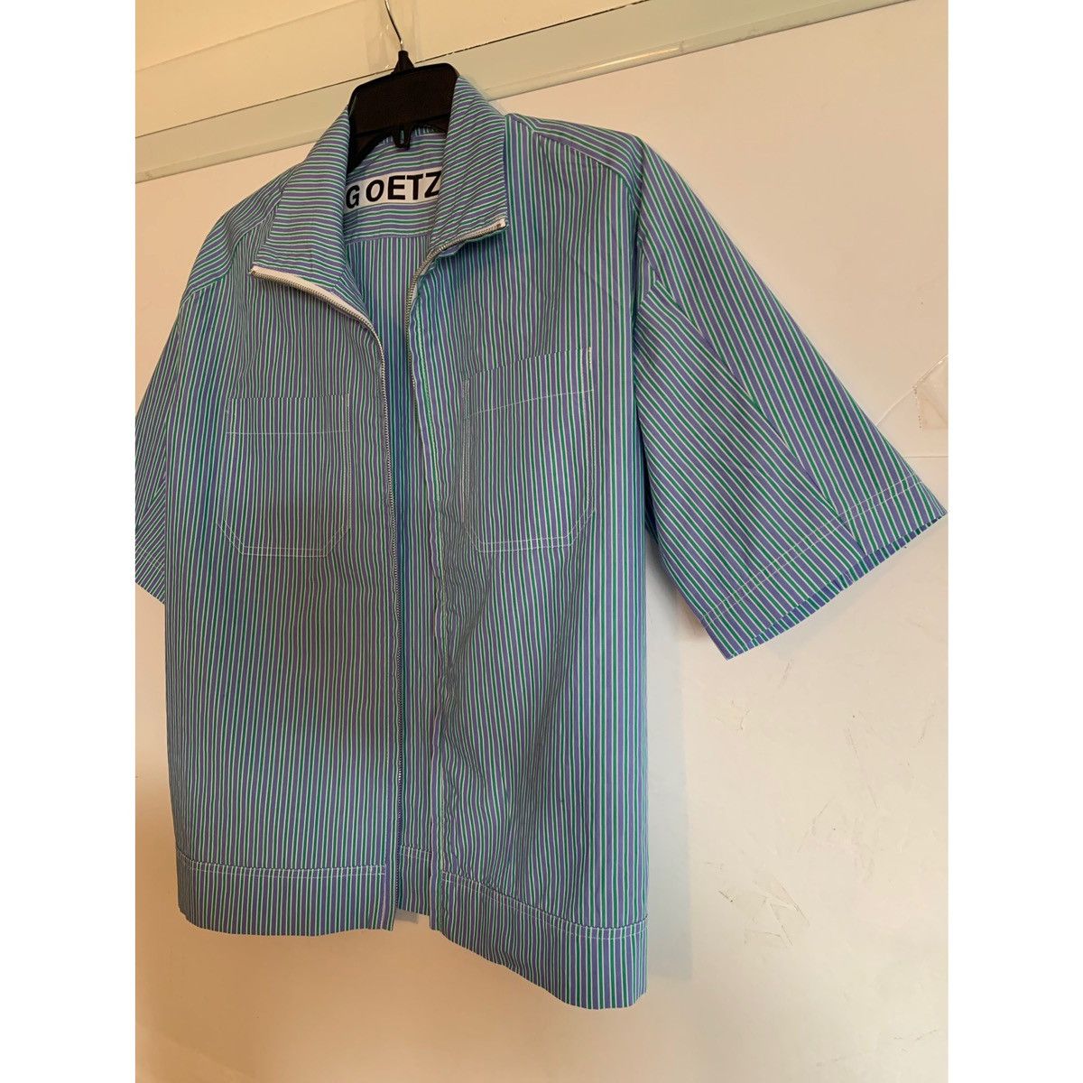 GOETZE GOETZE PLEATED CROPPED STRIPE SHIRT JACKET Size US S / EU 44-46 / 1 - 5 Thumbnail