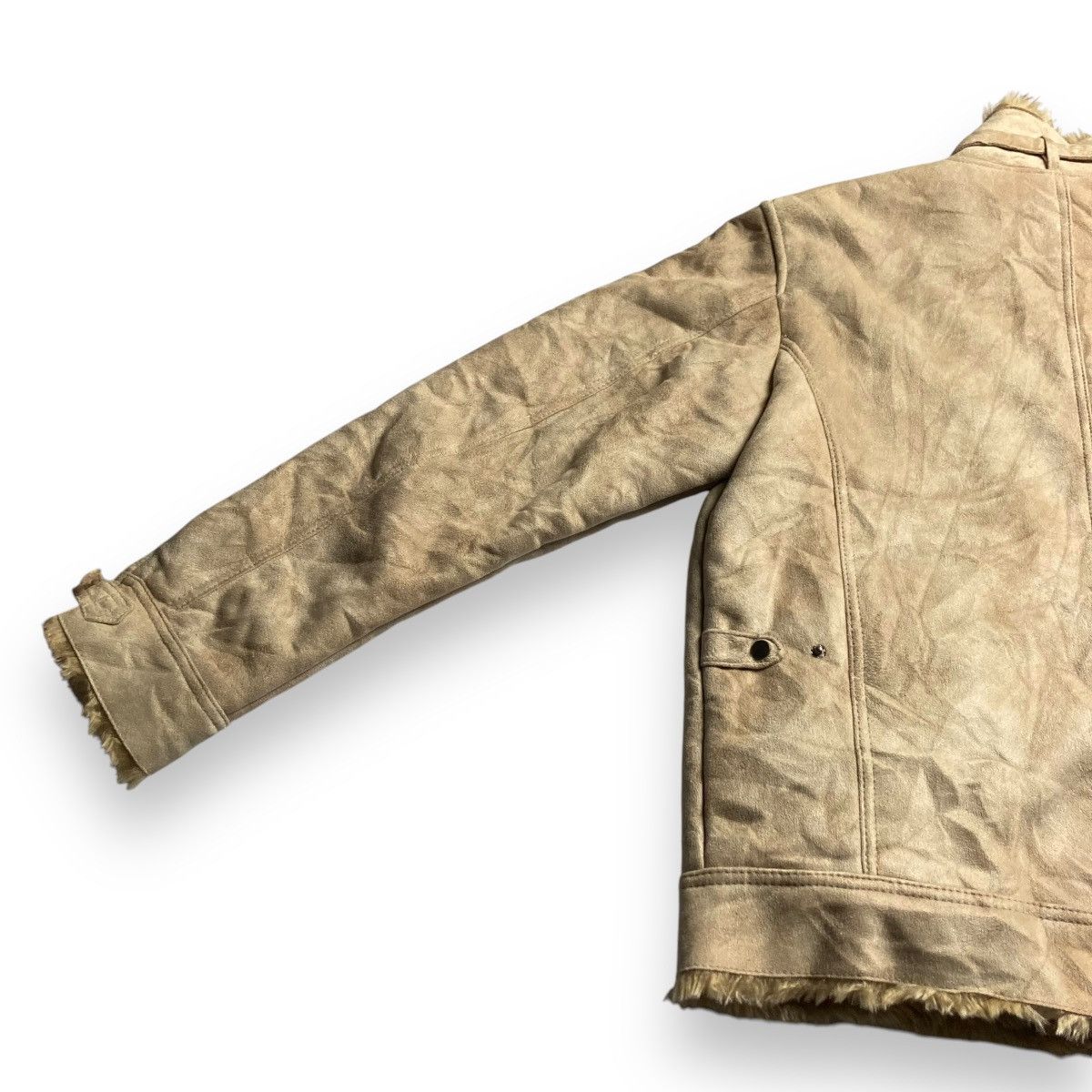 Le Grande Bleu (L.G.B.) 🇯🇵 MALE & CO SUEDE LEATHER LINED FAUX FUR JACKET Size US XL / EU 56 / 4 - 12 Thumbnail