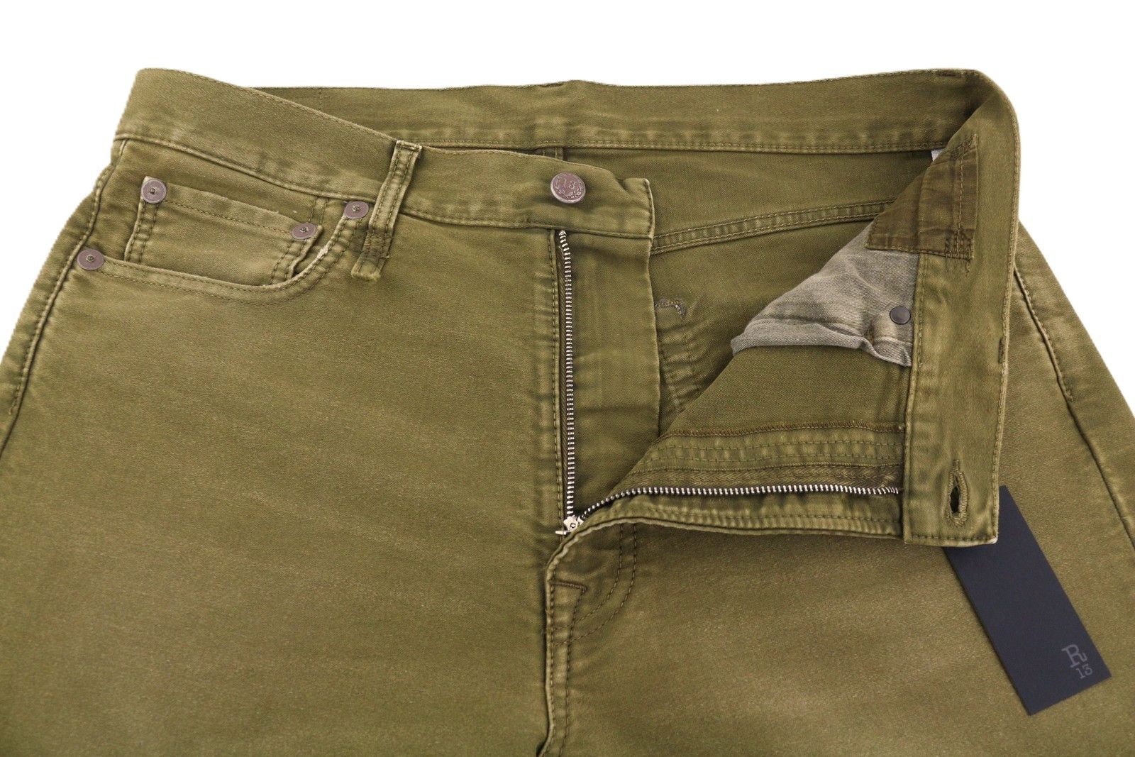R13 BOYFRIEND 30 Olive Garment Dyed Moleskin Faded FW25 86534 Size 30" / US 8 / IT 44 - 4 Thumbnail