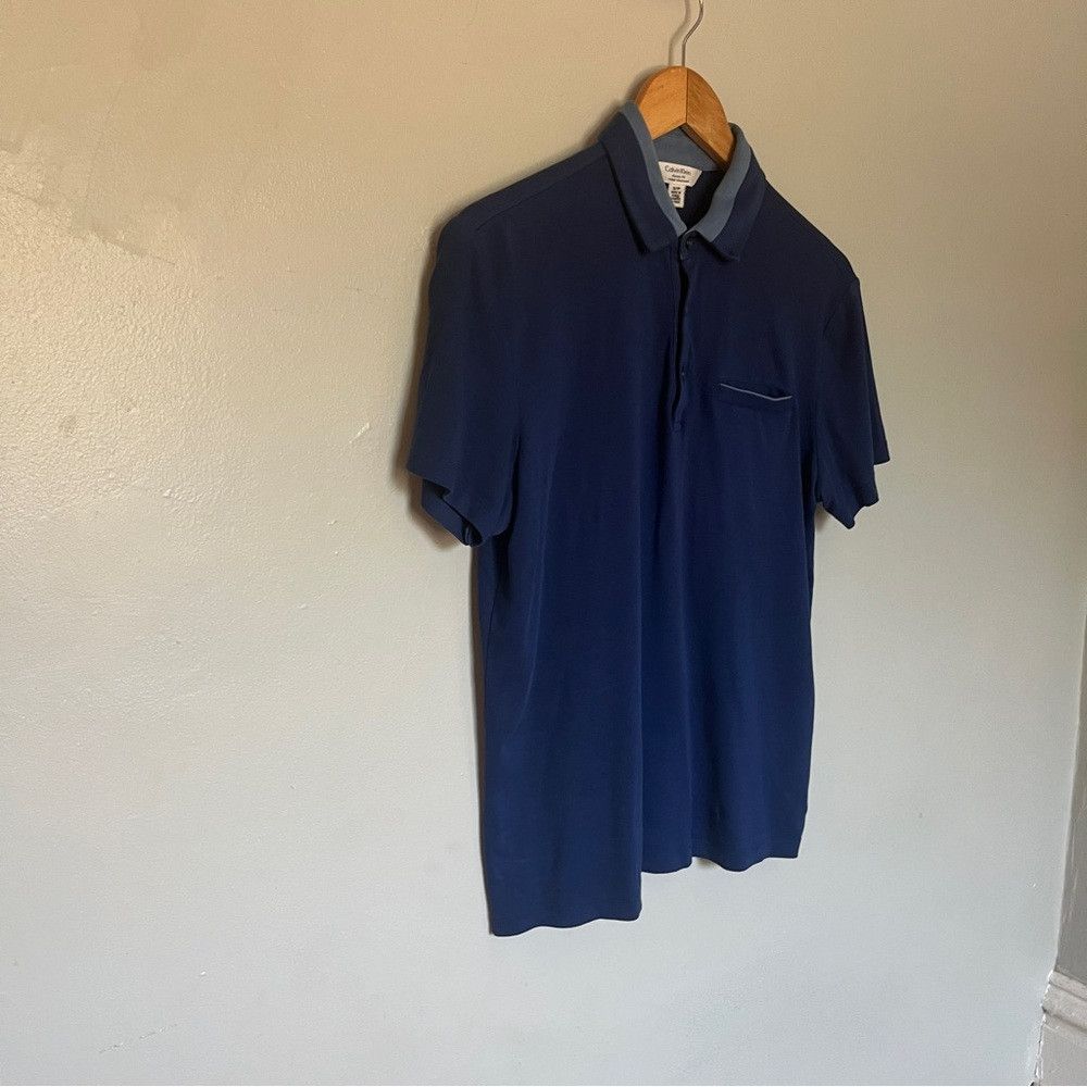 Calvin Klein Calvin Klein Mens Polo Performance Camisa Cotton Blue Small Size US S / EU 44-46 / 1 - 4 Thumbnail