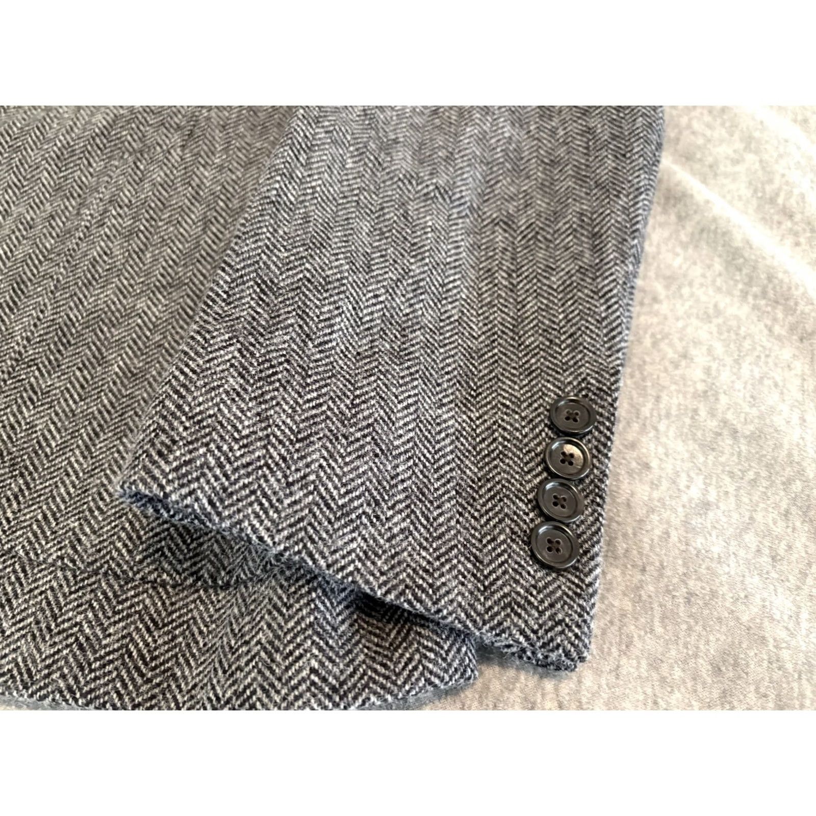 J.Crew J.CREW Blazer Shirt Jacket Men 44R Slim Gray Tweed Herringbone Two Button Moon Fabric Coat/Sport Coat Size 44R - 6 Thumbnail
