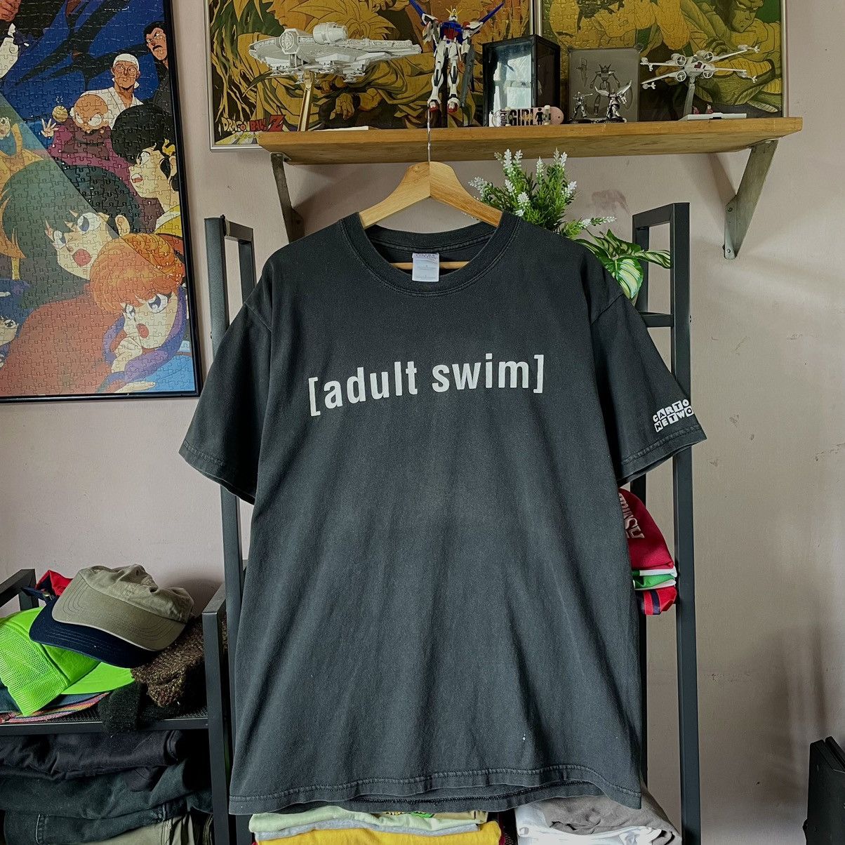 image of Vintage Cartoon Network Adult Swim College Rep Tee Shirt in Black, Men's (Size Large)