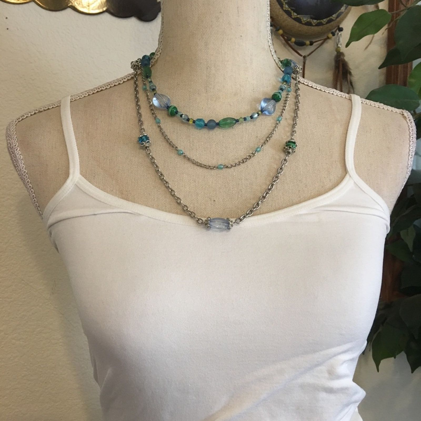 Jewelry Triple strand layered beaded chain necklace Size ONE SIZE - 3 Thumbnail