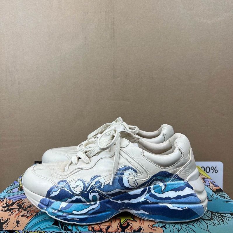 Gucci Gucci Rhyton Wave Printed Low-Top Sneakers - Size US 8.5 / EU 41-42 - 8 Thumbnail