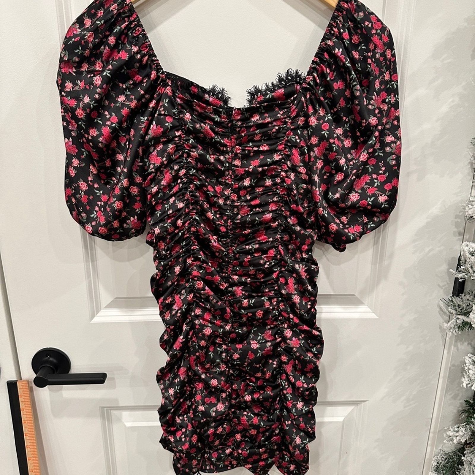 For Love & Lemons For Love And Lemons Black and Pink Floral Dress Size S / US 4 / IT 40 - 6 Thumbnail