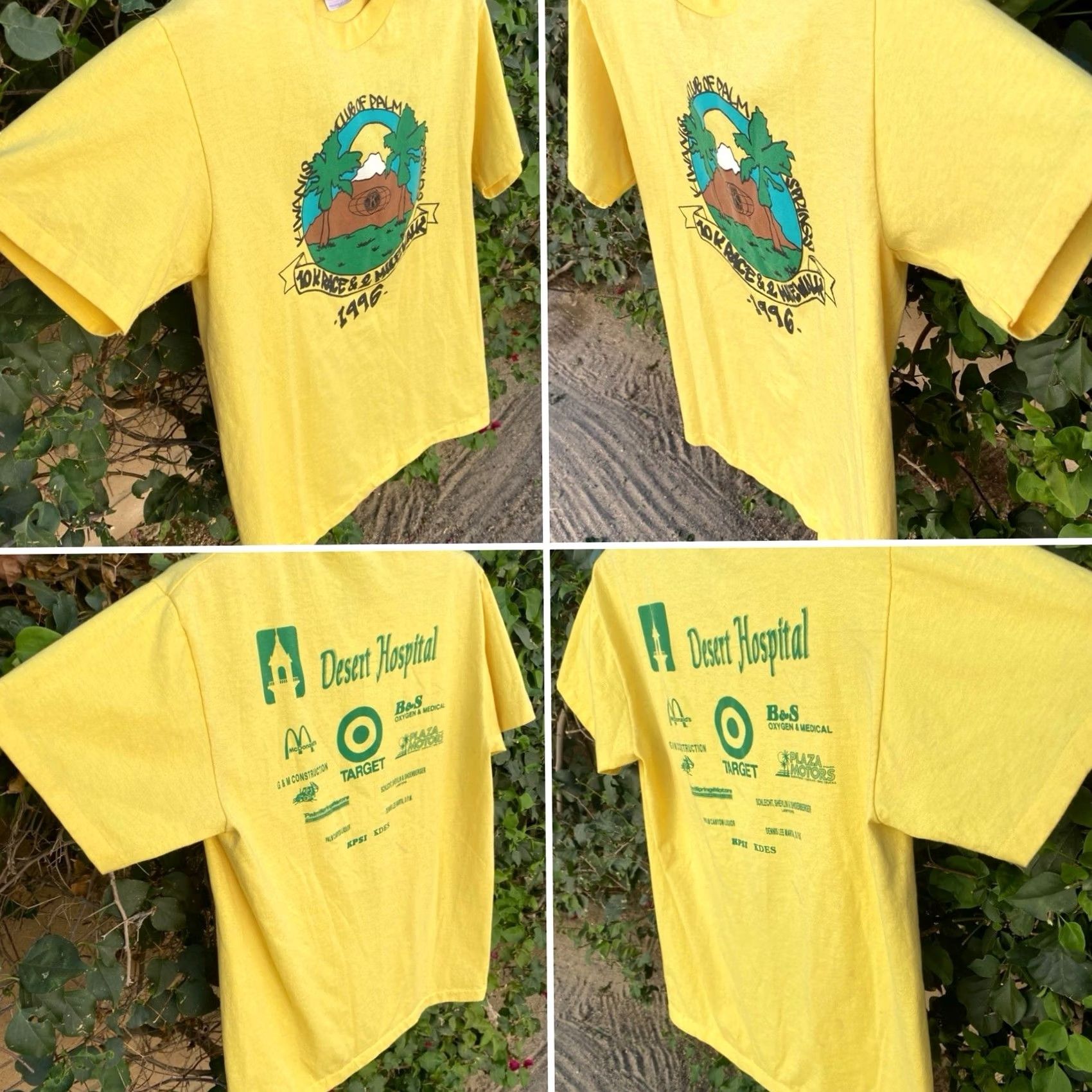 Hanes VINTAGE Hanes 10K Race T Shirt Kiwanis Club Palm Springs M Crew Neck Short Sleeve Yellow 1996 50/50 Graphic Print Mens Size US M / EU 48-50 / 2 - 3 Thumbnail