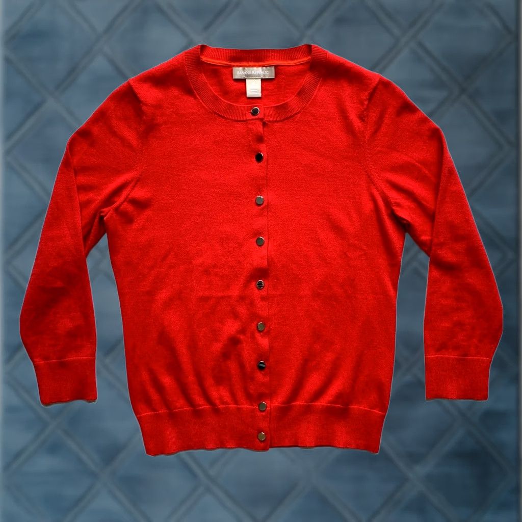 Banana Republic Banana Republic Silk Blend Cardigan Sweater Womens Small 3/4 Sleeve Red Lava NEW Size S / US 4 / IT 40 - 1 Thumbnail