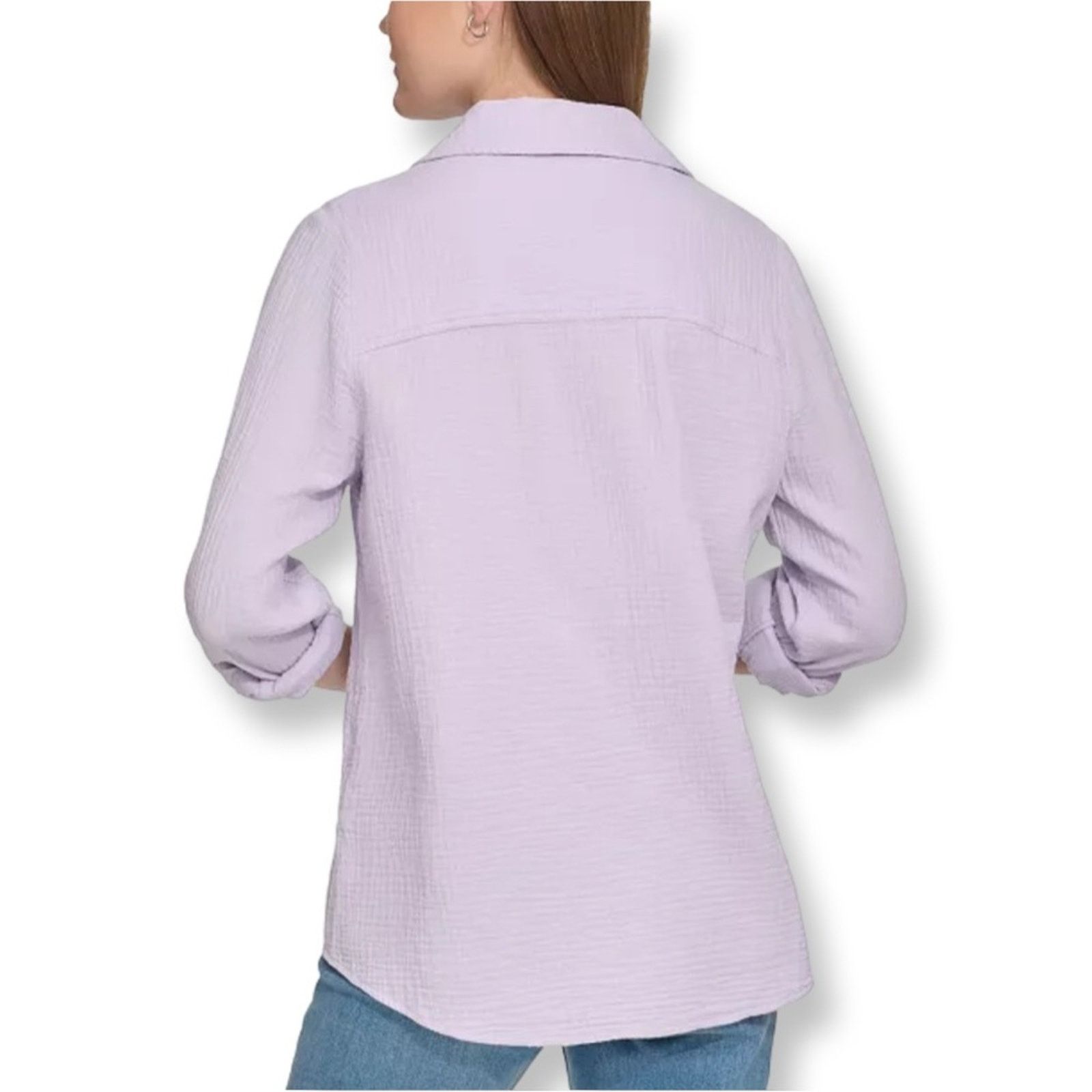 Nine West NWT Nine West Double-Crepe Button-Down Roll-Tab-Sleeve Shirt Size S / US 4 / IT 40 - 2 Thumbnail