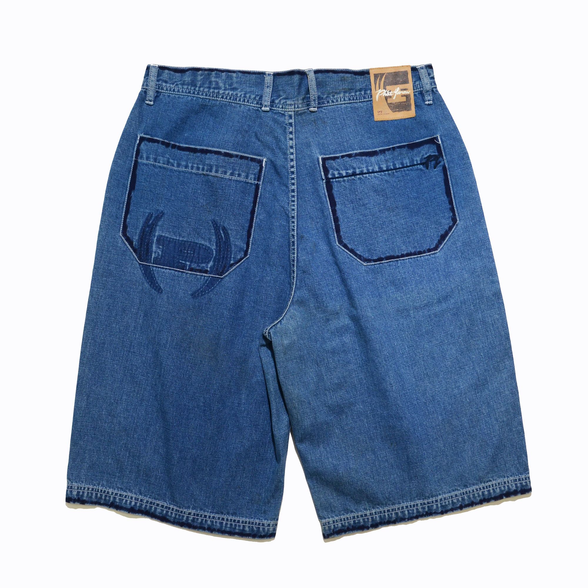 Phat Farm [Color Defects] Phat Farm Denim Shorts 90s Hiphop Streetwear Size US 34 / EU 50 - 2 Thumbnail
