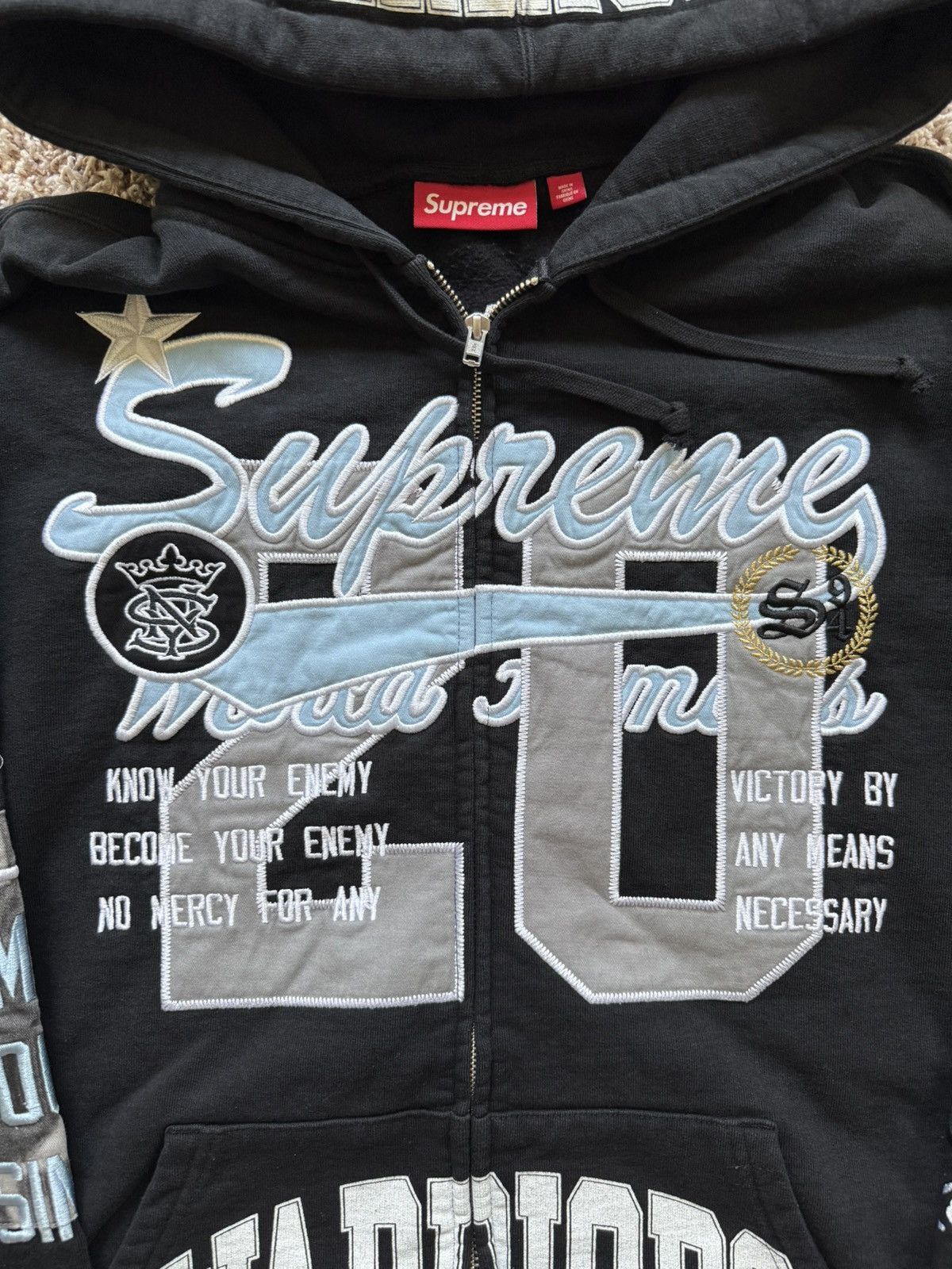 Supreme Warriors Appliqué Zip Up Hooded Sweatshirt Black Size US XXL / EU 58 / 5 - 4 Thumbnail