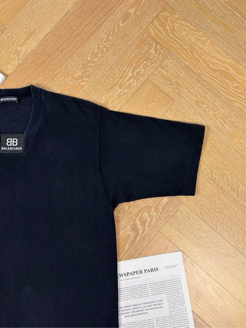 Balenciaga Balenciaga Black Logo V-Neck Loose T-Shirt-2506 Size US XXS / EU 40 - 5 Thumbnail