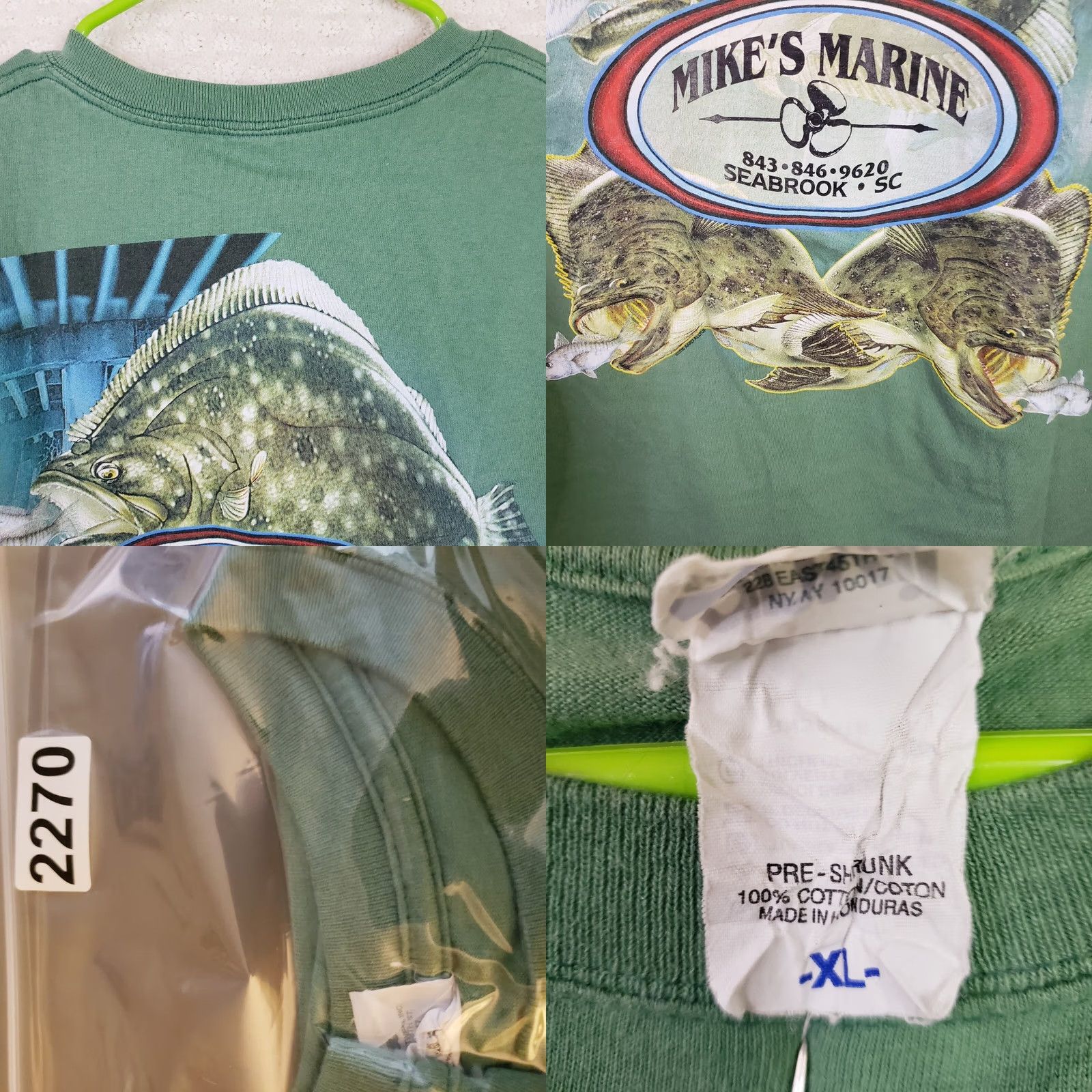 Anvil Mike's Marine Men XL Green T-Shirt Tee Short Sleeve Graphic Pocket Front Back Logo Floral Lowcountry Pluff Beaufort SC Adidas Performance Tee Mens Size US XL / EU 56 / 4 - 8 Thumbnail
