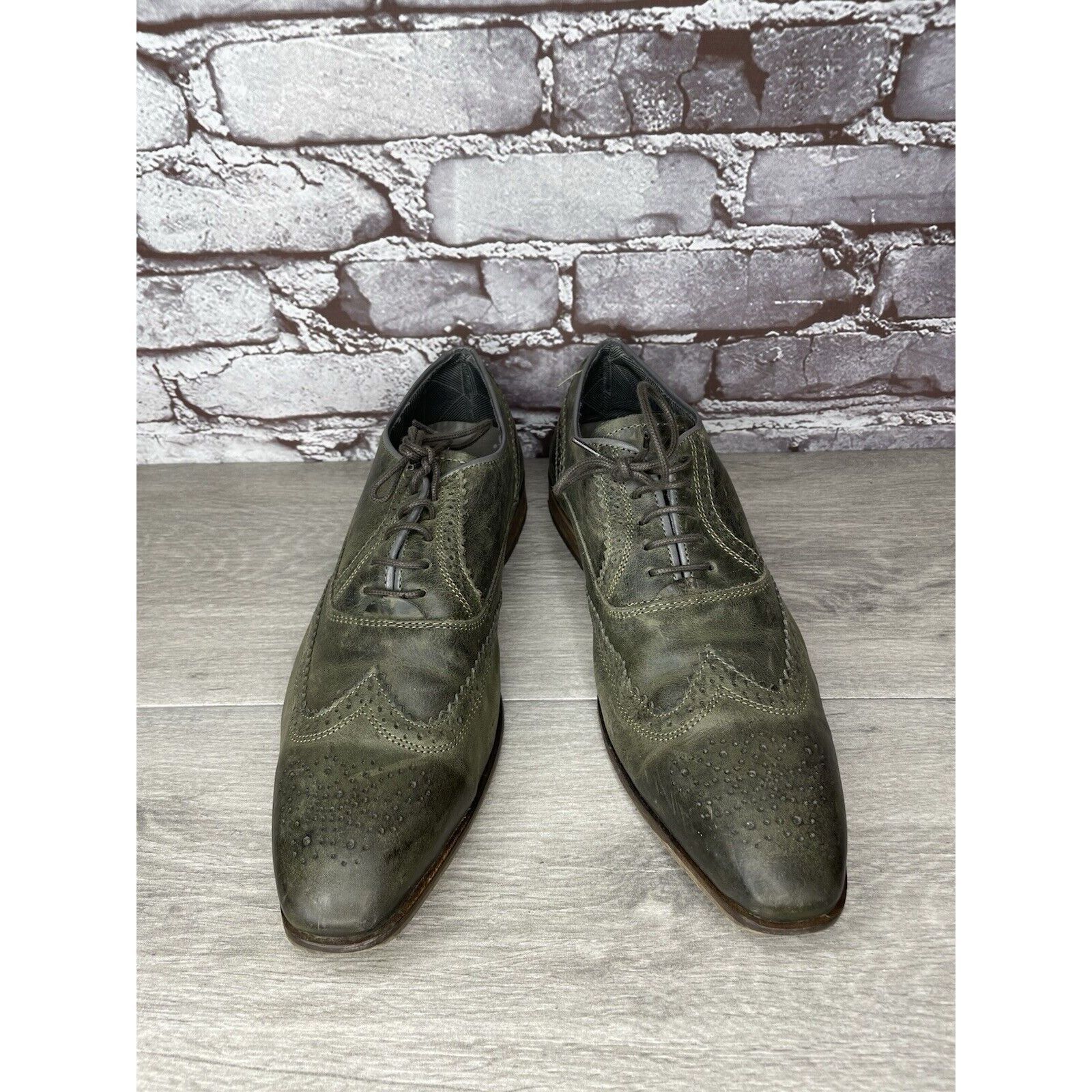 Steve Madden Steve Madden Iggy Green Leather Handcrafted Wingtip Oxfords Size US 10 / EU 43 - 9 Thumbnail