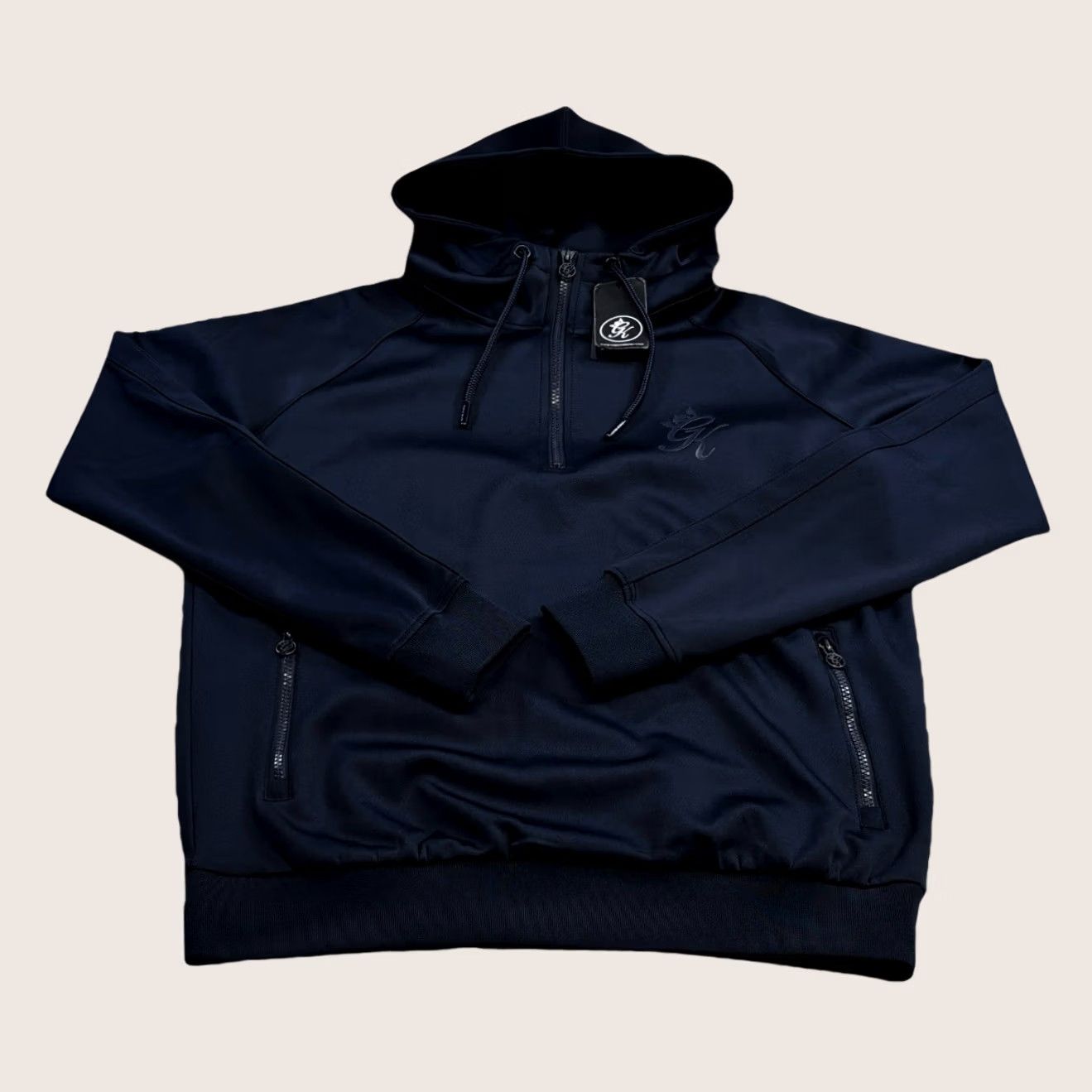 Vintage Gym King Hoodie Large Mens Navy 1/4 Zip Poly Pullover BNWT New With Tags BNWT Mens Large Navy Pullover 1/4 Zip Hoodie Gym King Mens Wool? Size US L / EU 52-54 / 3 - 1 Thumbnail