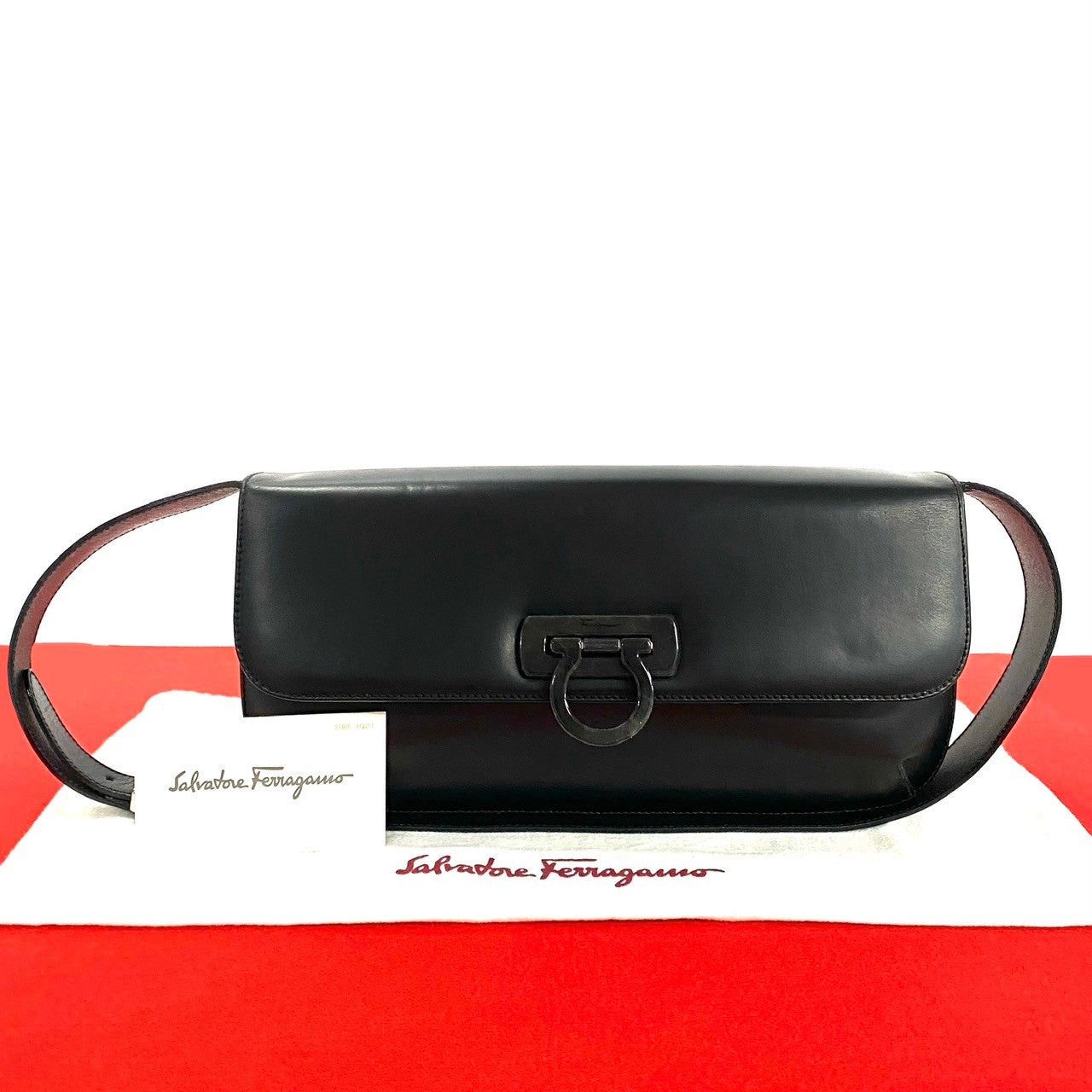 Salvatore Ferragamo Shoulder Bag Black Leather