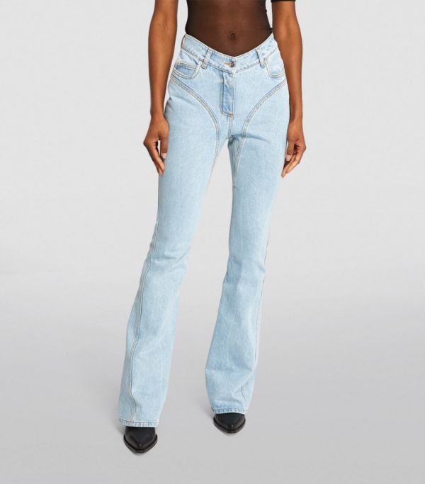 Mugler o1s22i1n1024 Skinny Flared Jeans in Light Blue Size 25" / US 0 / IT 36 - 4 Thumbnail