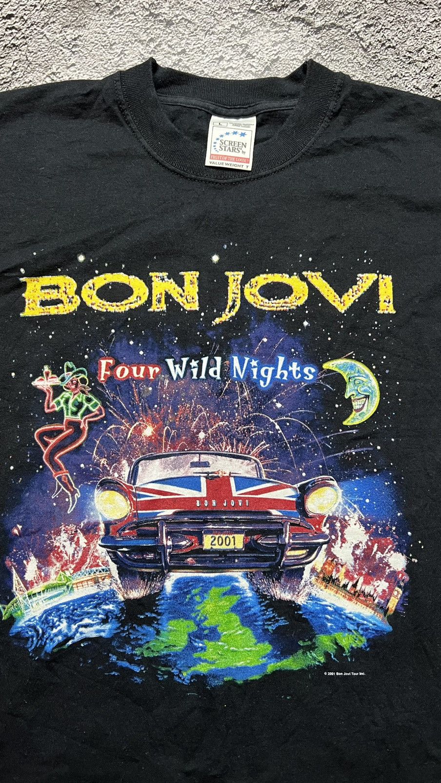 Vintage 2001 Bon Jovi four wild nights tour screen stars t shirt Size US L / EU 52-54 / 3 - 4 Thumbnail