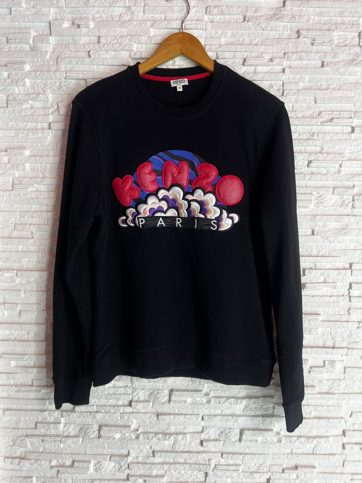 Kenzo Kenzo Paris Embroidered Logo Sweatshirt Black Size M Size US M / EU 48-50 / 2 - 2 Thumbnail