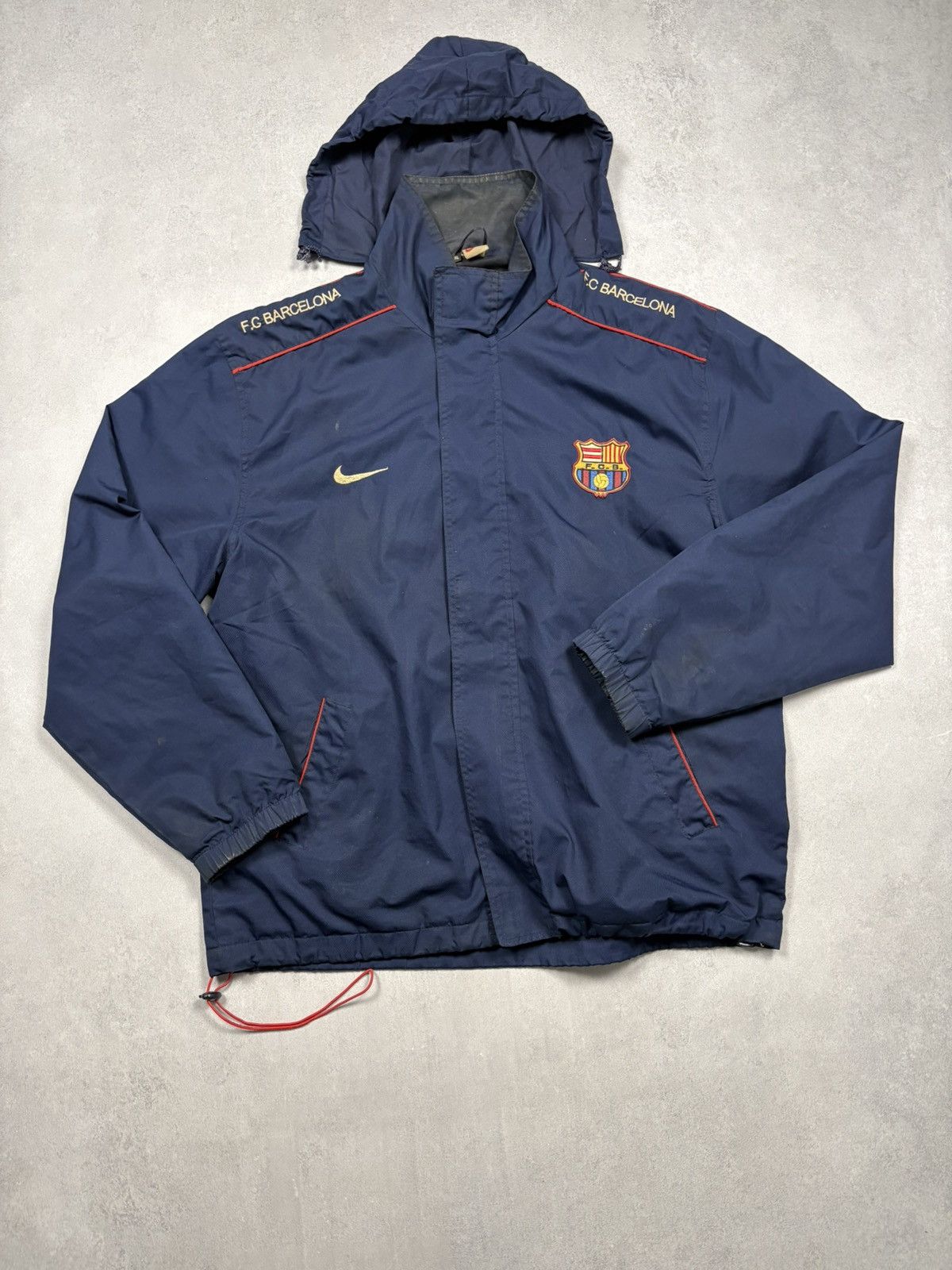 Nike Vintage Nike FC Barcelona Soccer Bomber Jacket XL Navy 90s Size US XL / EU 56 / 4 - 2 Thumbnail