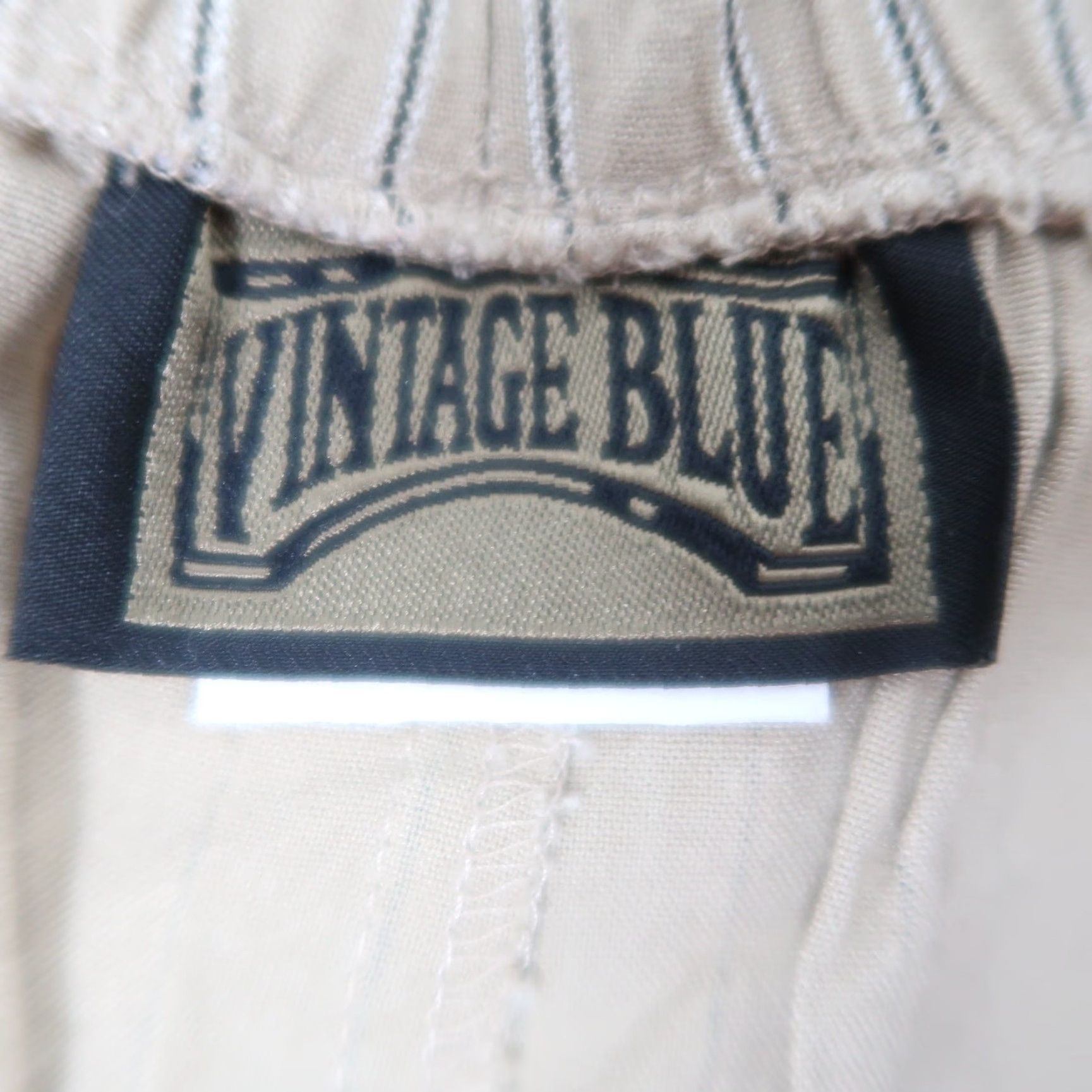 Vintage VINTAGE 90s Vintage Blue Tan Black Pinstripe High-Rise Elastic Waist Pull-On Pants Womens M Size 32" / US 10 / IT 46 - 4 Thumbnail