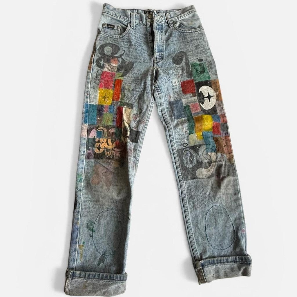 B.U.M Equipment Vintage 90s BUM Equipment Custom Hand Painted Jeans Size 24" / US 00 / IT 34 - 2 Thumbnail