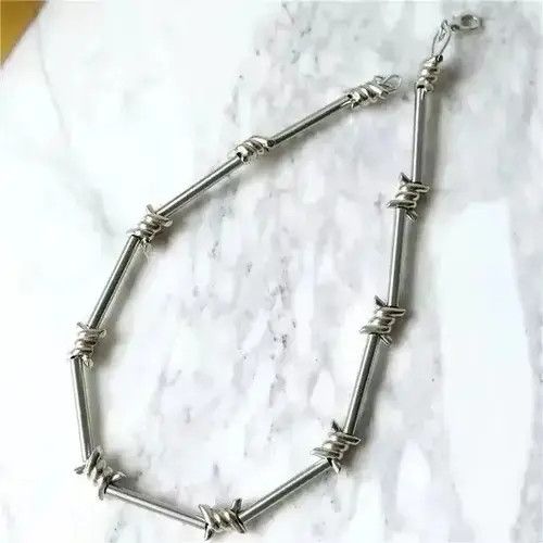 VIBE Barbed Wire Chrome Necklace Spike Post Punk Chain Size ONE SIZE - 3 Thumbnail