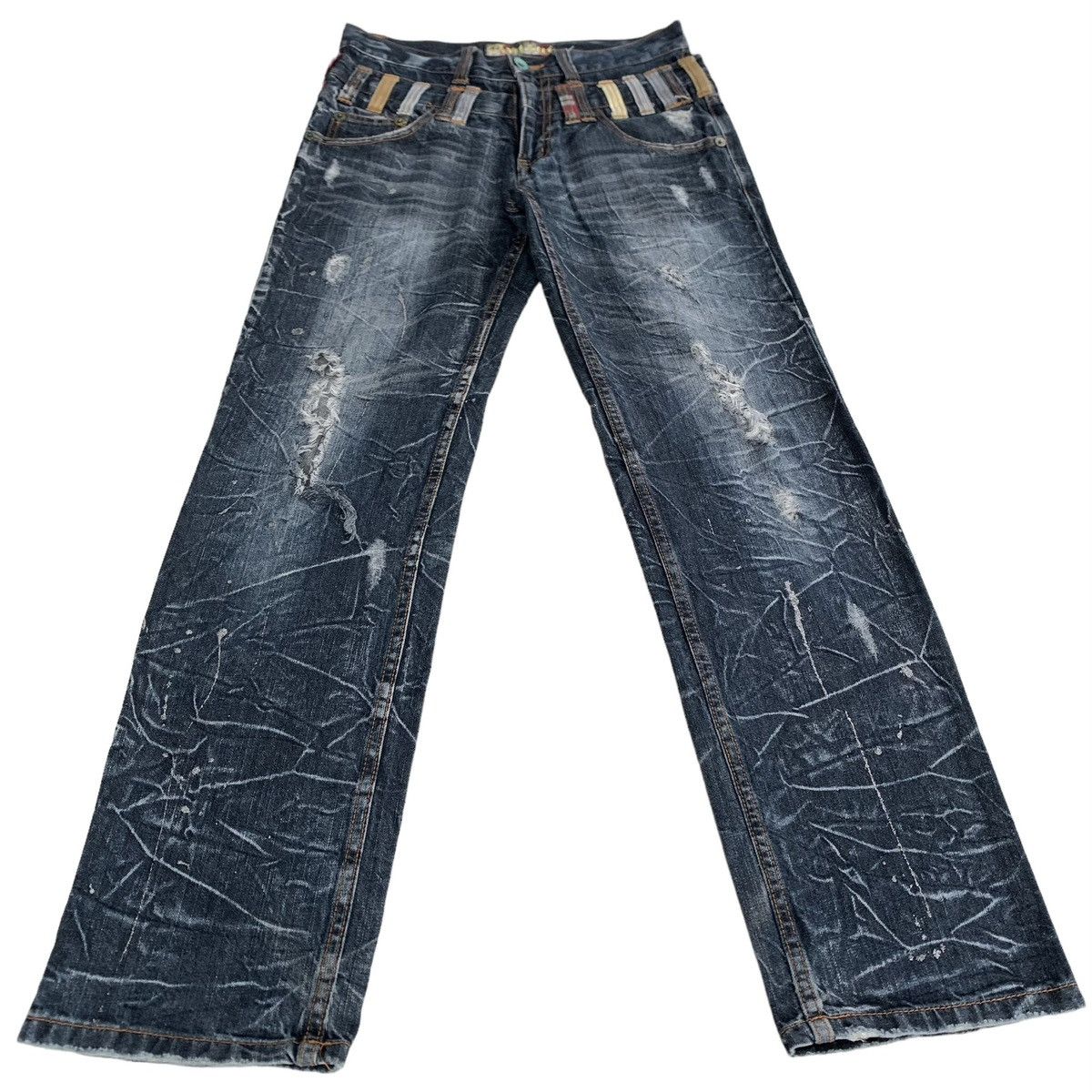 Japanese Brand Rare Japanese Brand Double Waist Splatter Distressed Jeans Size US 30 / EU 46 - 6 Thumbnail