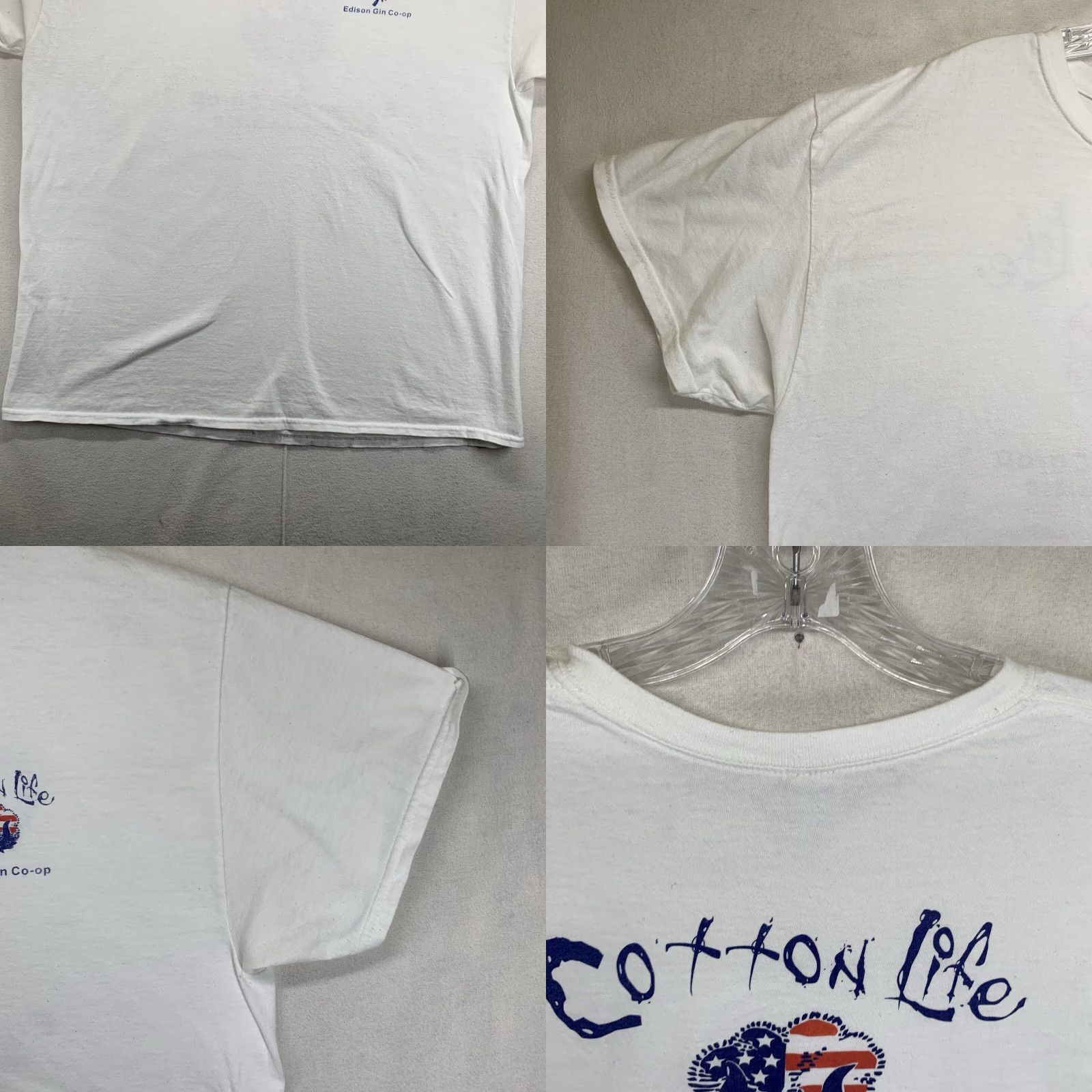 Gildan VINTAGE Gildan Cotton T-Shirt Men XL White 90s Farm Worker Logo Graphic Print Unisex All Seasons Size US XL / EU 56 / 4 - 8 Thumbnail