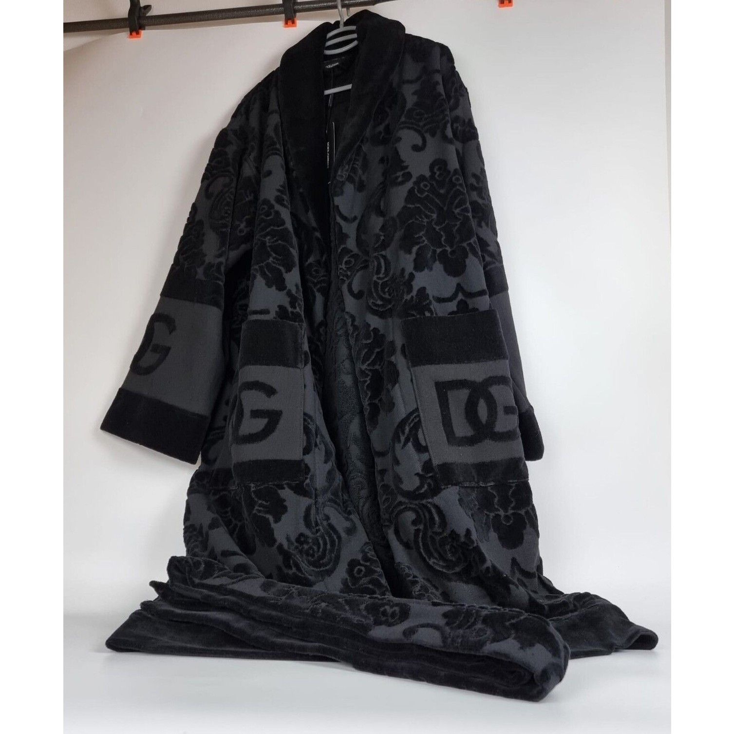 DOLCE&GABBANA Black Unisex Terry Cotton Bath Robe New (Euro