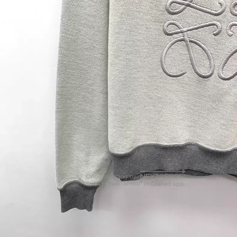 Loewe Loewe Grey Logo Embroidered Cotton Hooded Drawstring Long Size S / US 4 / IT 40 - 4 Thumbnail