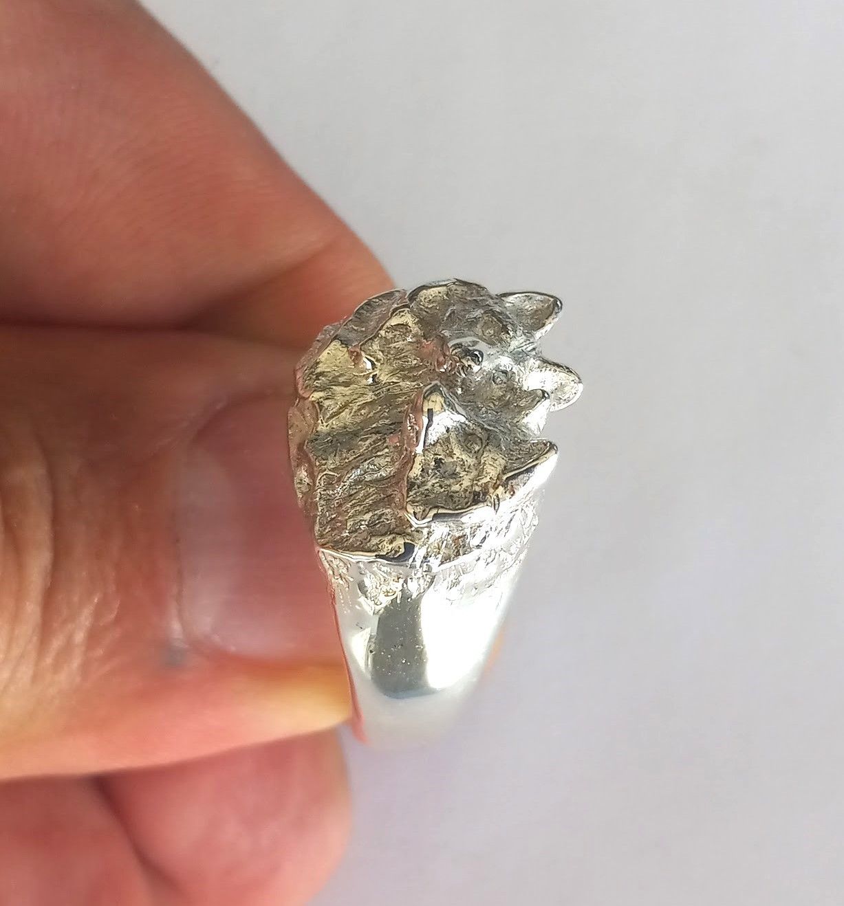 Other Men's Silver Ring, Wolf design ring for men sizes 9 to 13 Size ONE SIZE - 3 Thumbnail