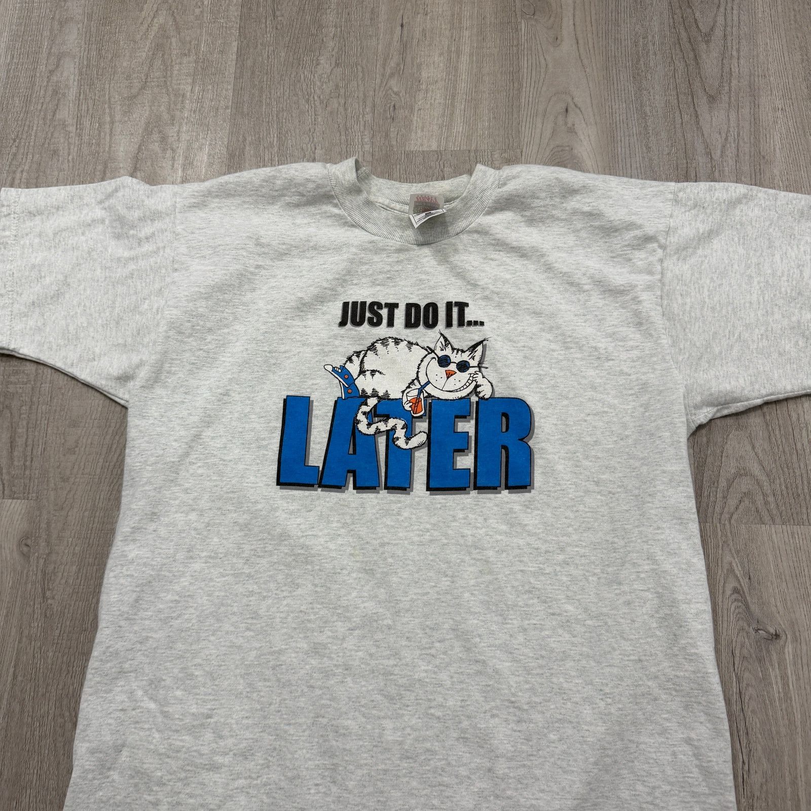 Vintage Vintage Just Do It Later Cat Shirt Size Extra Large Gray Size US XL / EU 56 / 4 - 2 Thumbnail