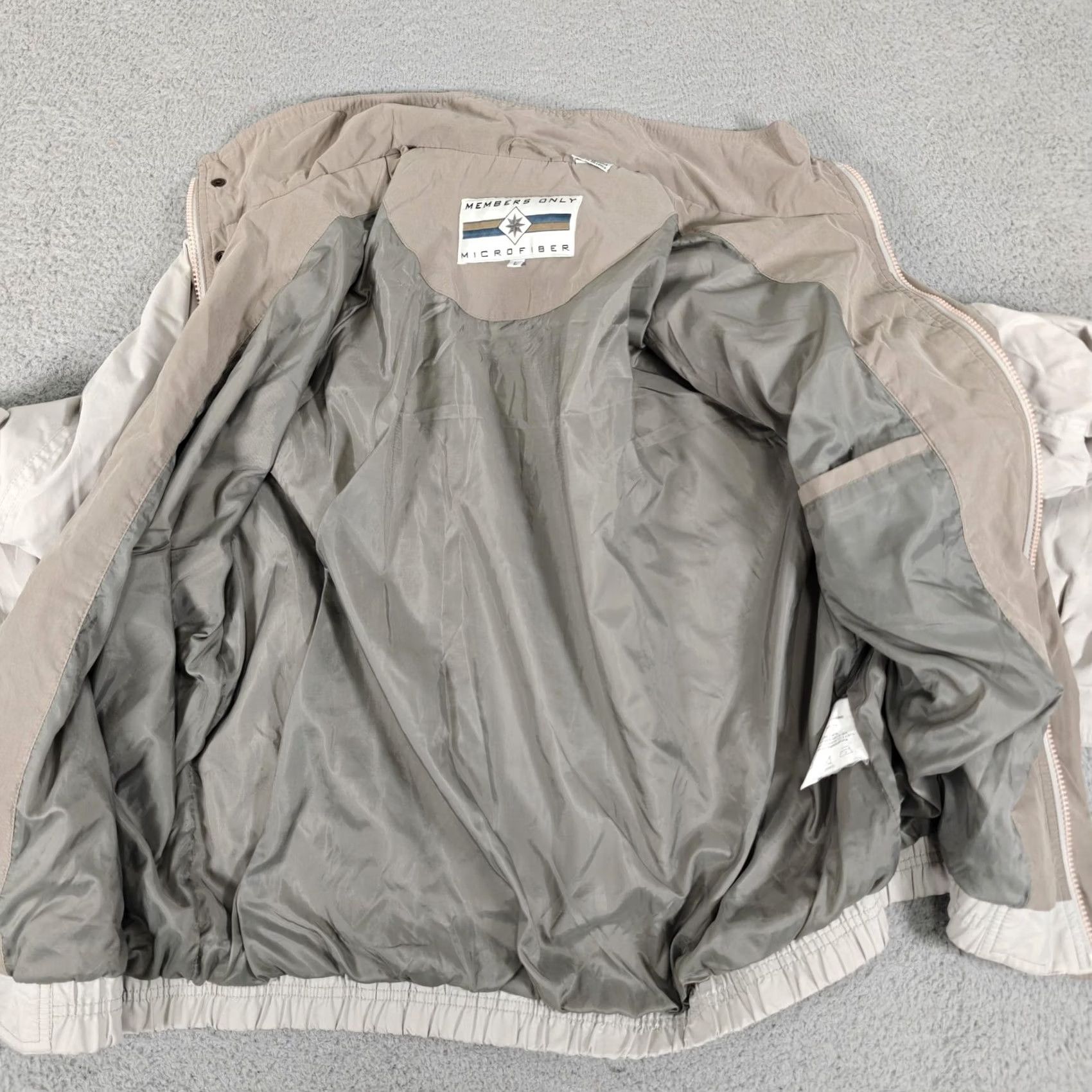 Members Only Members Only Jacket Mens Large Beige Microfiber Full Zip Windbreaker Coat Pockets Size US L / EU 52-54 / 3 - 7 Thumbnail