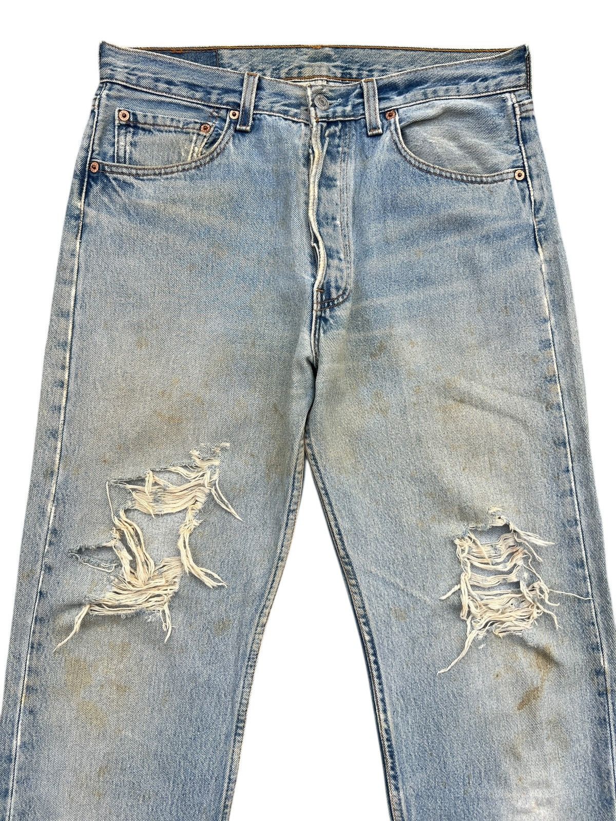 Levi's Vintage 90s Levis 501 Distressed Mudwash Denim Jeans 32x30 Size US 32 / EU 48 - 4 Thumbnail