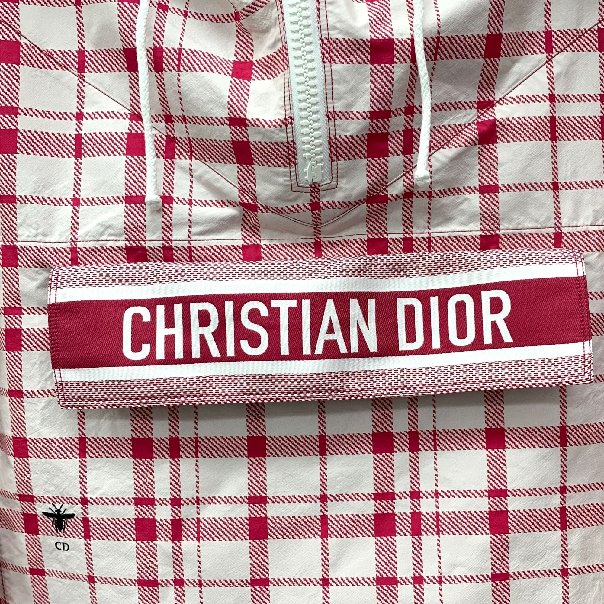 Dior Christian Dior Red Plaid Half-Zip Drawstring Cotton Hoodie ( Size XS / US 0-2 / IT 36-38 - 5 Thumbnail