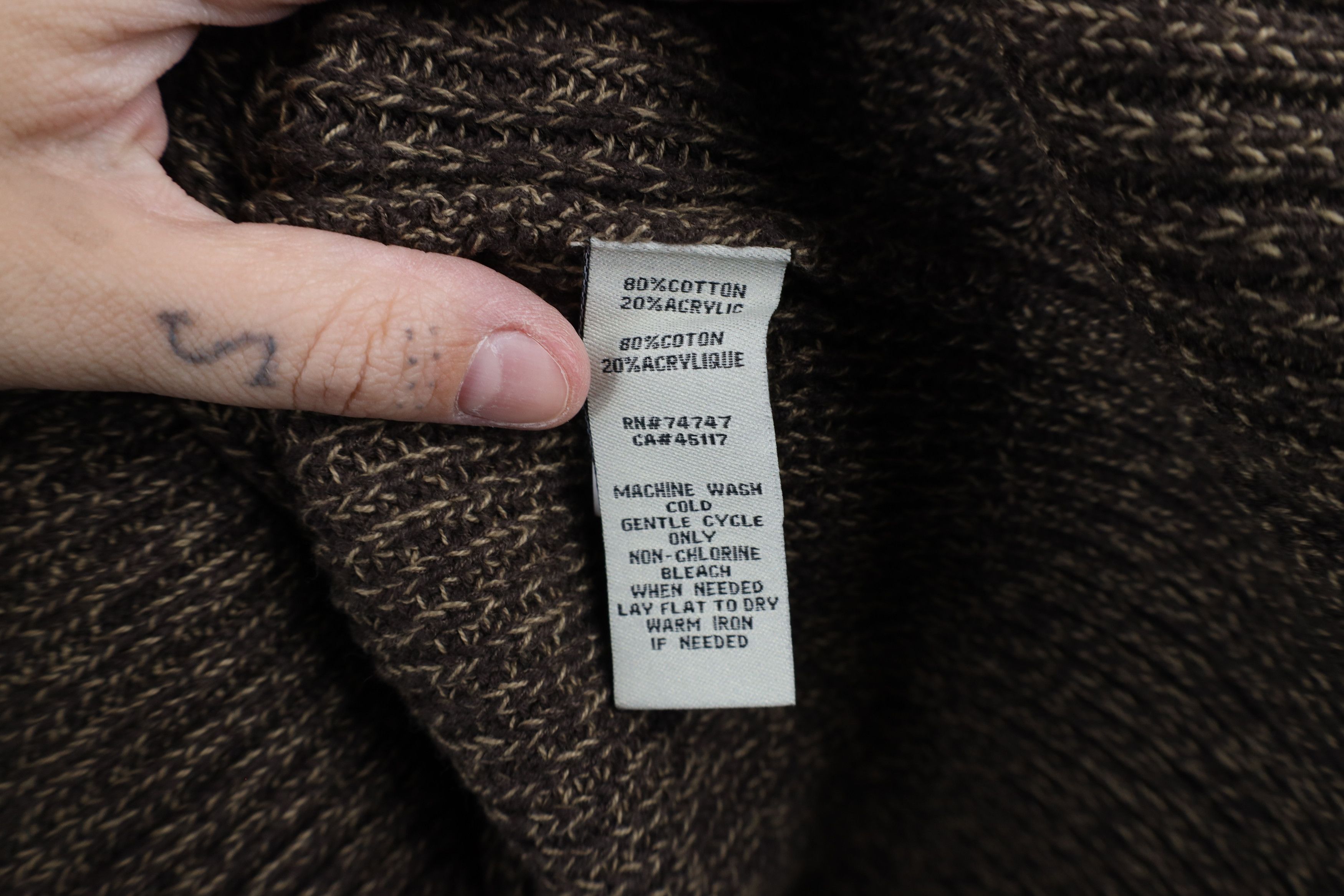 Vintage Vintage 90s Streetwear Ribbed Knit Henley Sweater Brown Size US L / EU 52-54 / 3 - 6 Thumbnail