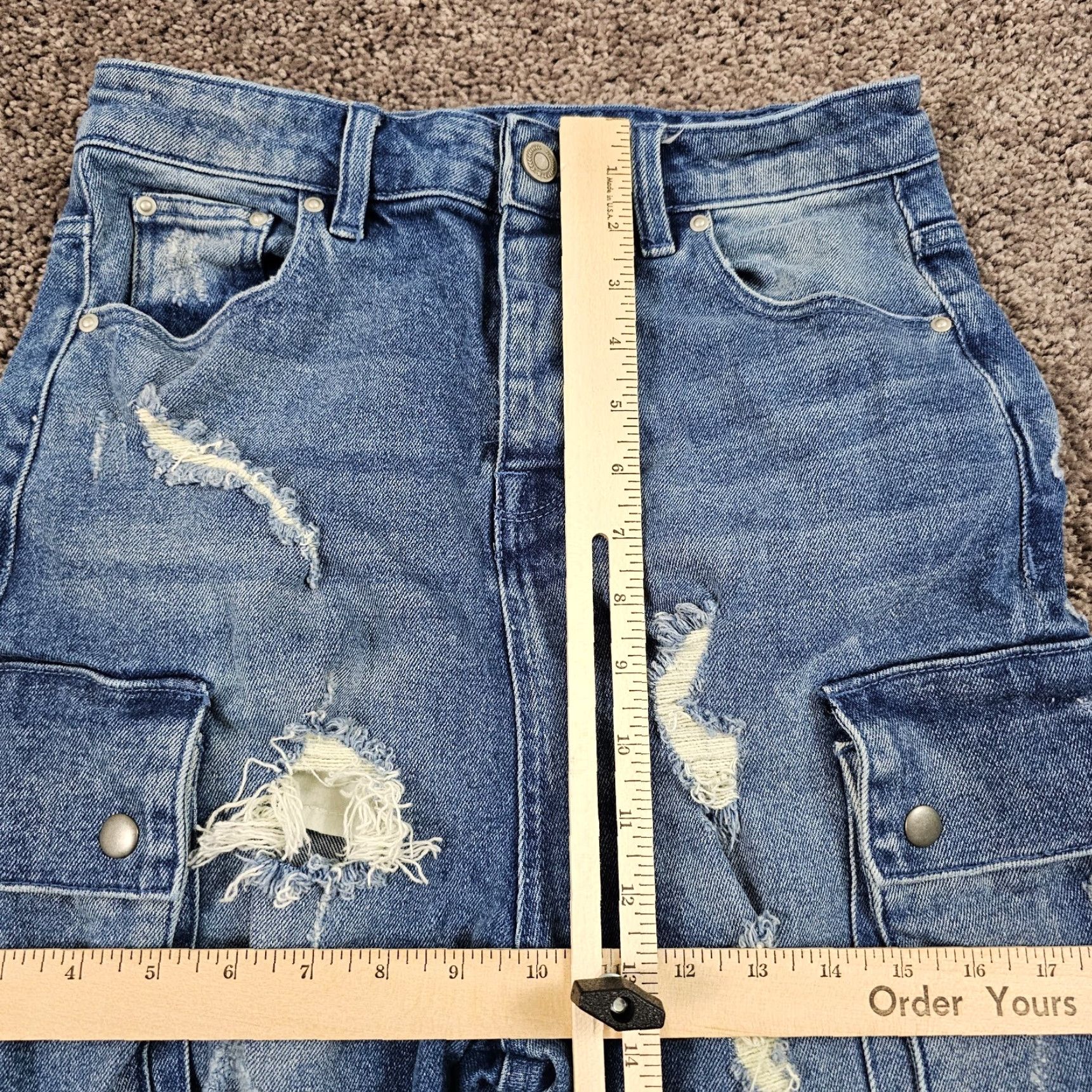 Asos VINTAGE ASOS Womens Jeans High Rise Straight Stretch Distressed Denim 27 Waist Blue Size 27" / US 4 / IT 40 - 4 Thumbnail