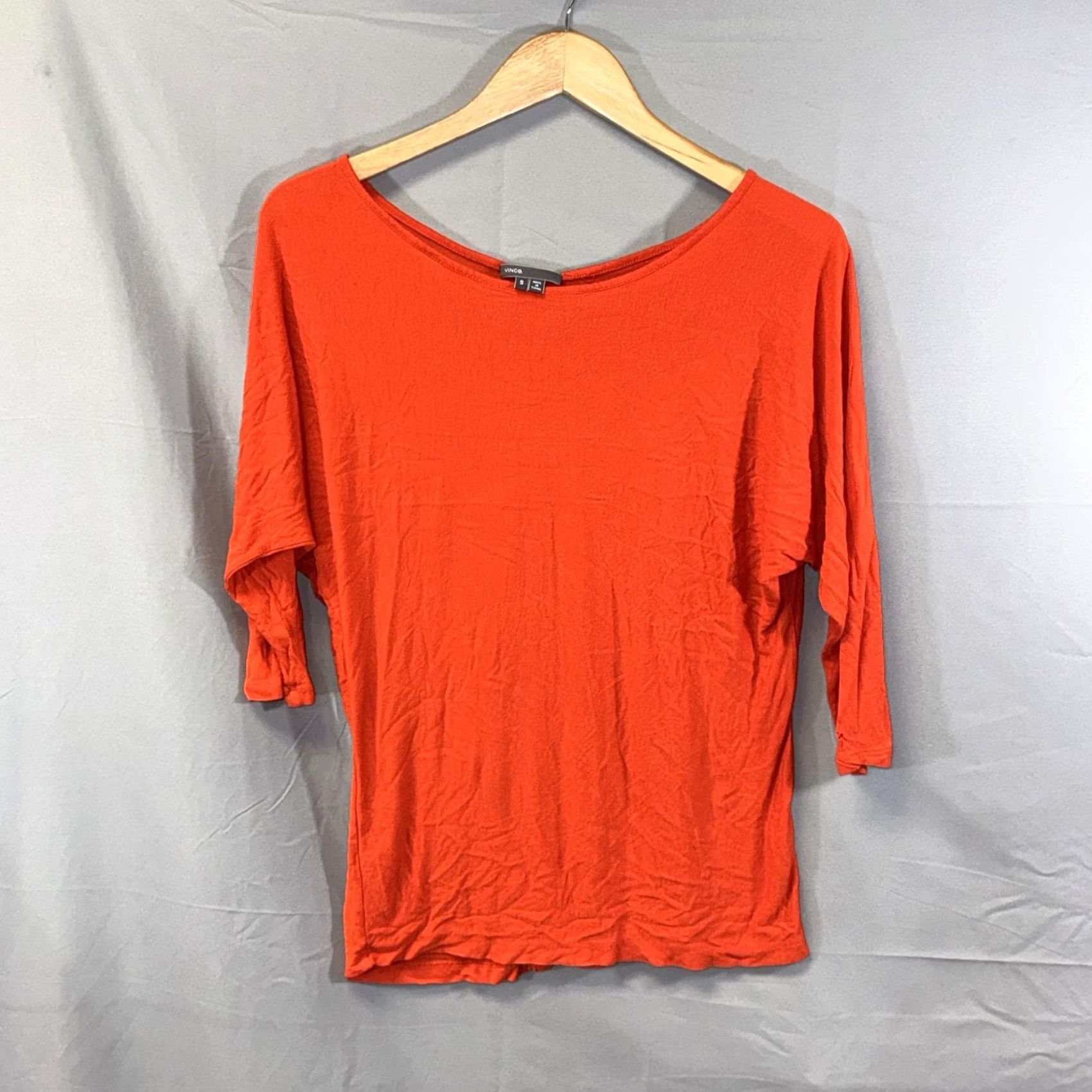 Vince Vince Shirt Womens Small Orange Dolman 3/4 Sleeve Boat Neck Lightweight Knit Top Size S / US 4 / IT 40 - 2 Thumbnail