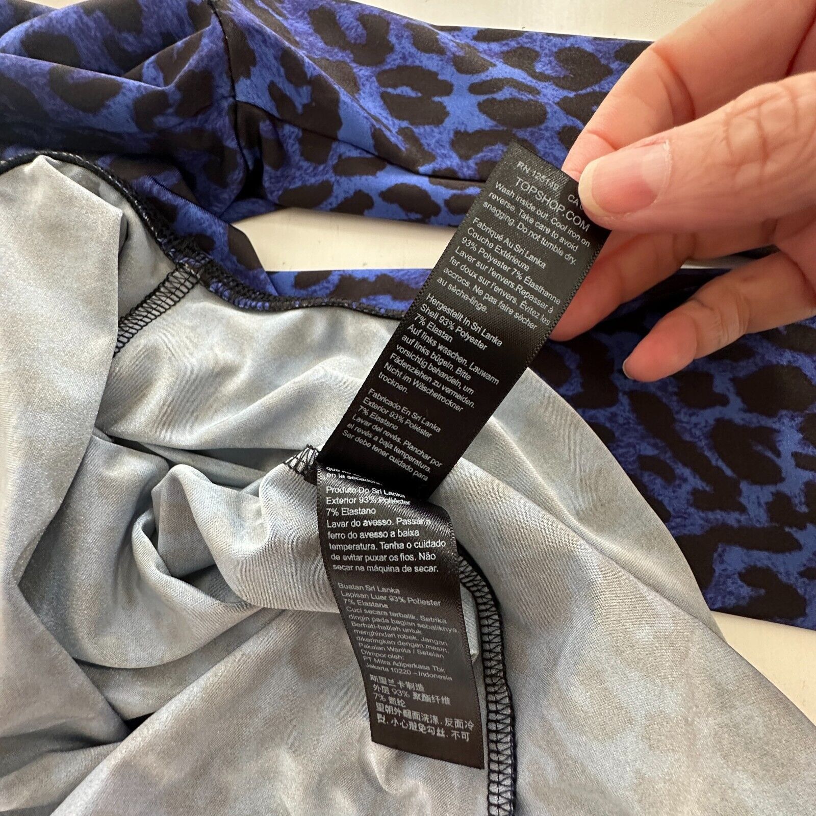 Topshop Topshop x Halpern Blue Cheetah Mock Neck Back Zip Bodysuit 2 Size XS / US 0-2 / IT 36-38 - 12 Thumbnail