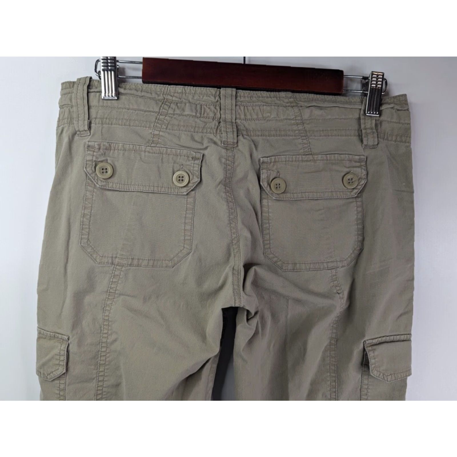 Anchor Blue Anchor Blue Khaki Beige Low Rise Cargo Tie Hem Women's Size 7 Cotton 90s Y2K Size ONE SIZE - 7 Thumbnail