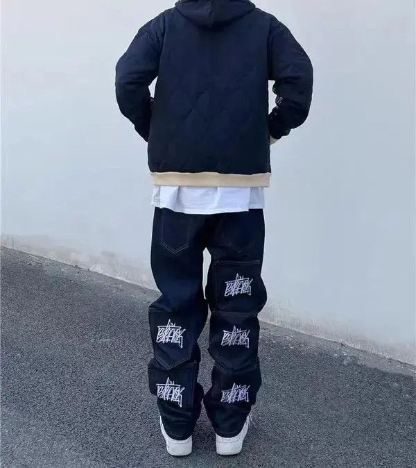 Japanese Brand VIBE Street Embroidered Lettering Multi-Pocket Hip Hop Jeans Size US 32 / EU 48 - 4 Thumbnail